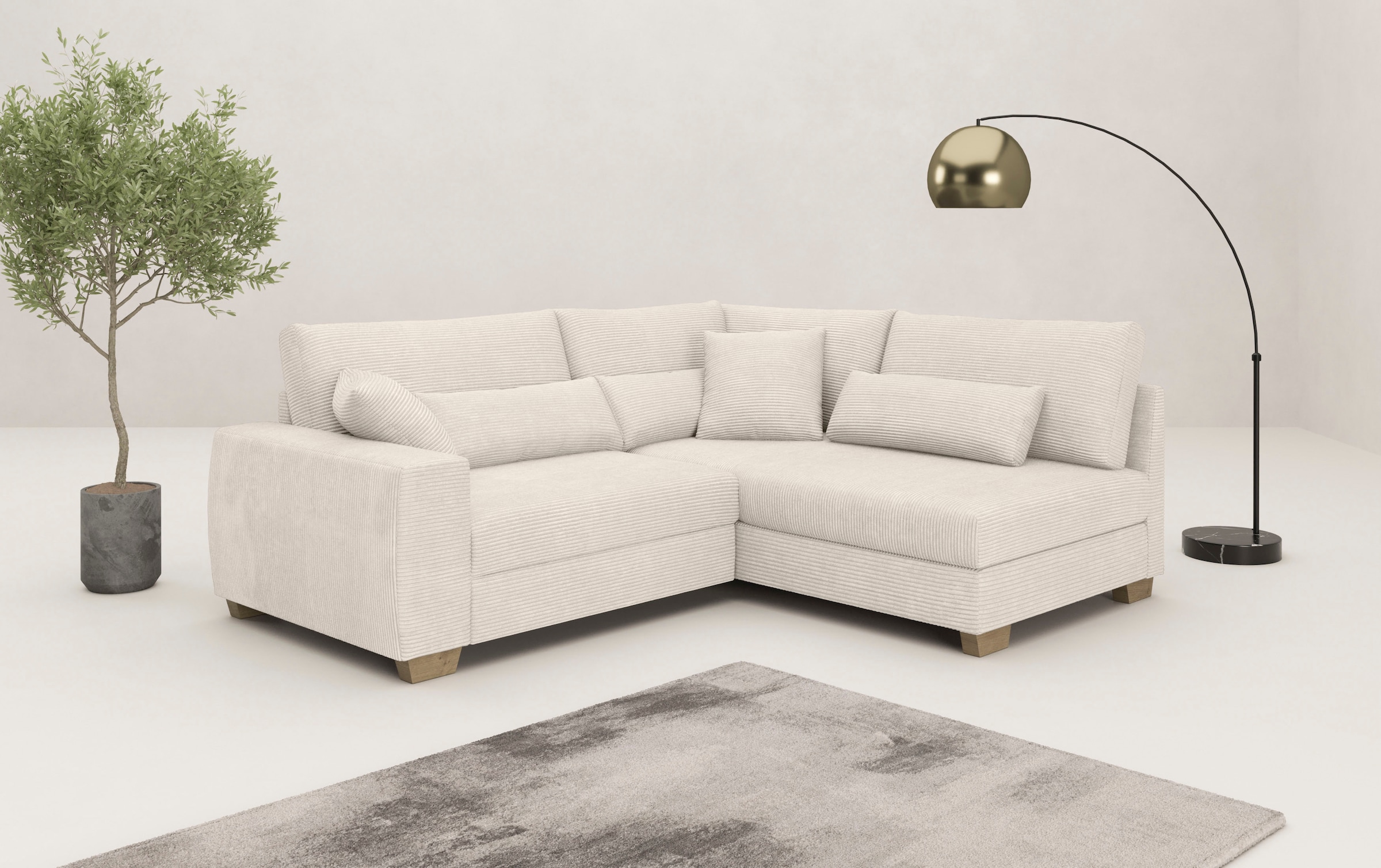 Mr. Couch Ecksofa »Helena L-Form, bis 140 kg belastbar«, mit Taschenfederkern, wahlweise mit Bettfunktion
