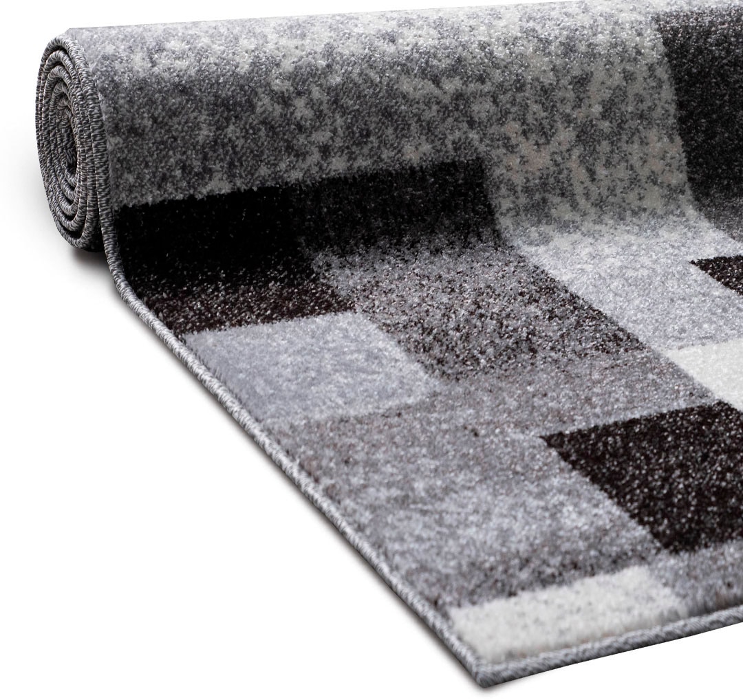 my home Teppich »Corine«, rechteckig, 9 mm Höhe, mit besonders weichem Flor, Kurzflor, modernes Karo-Design, grafisch