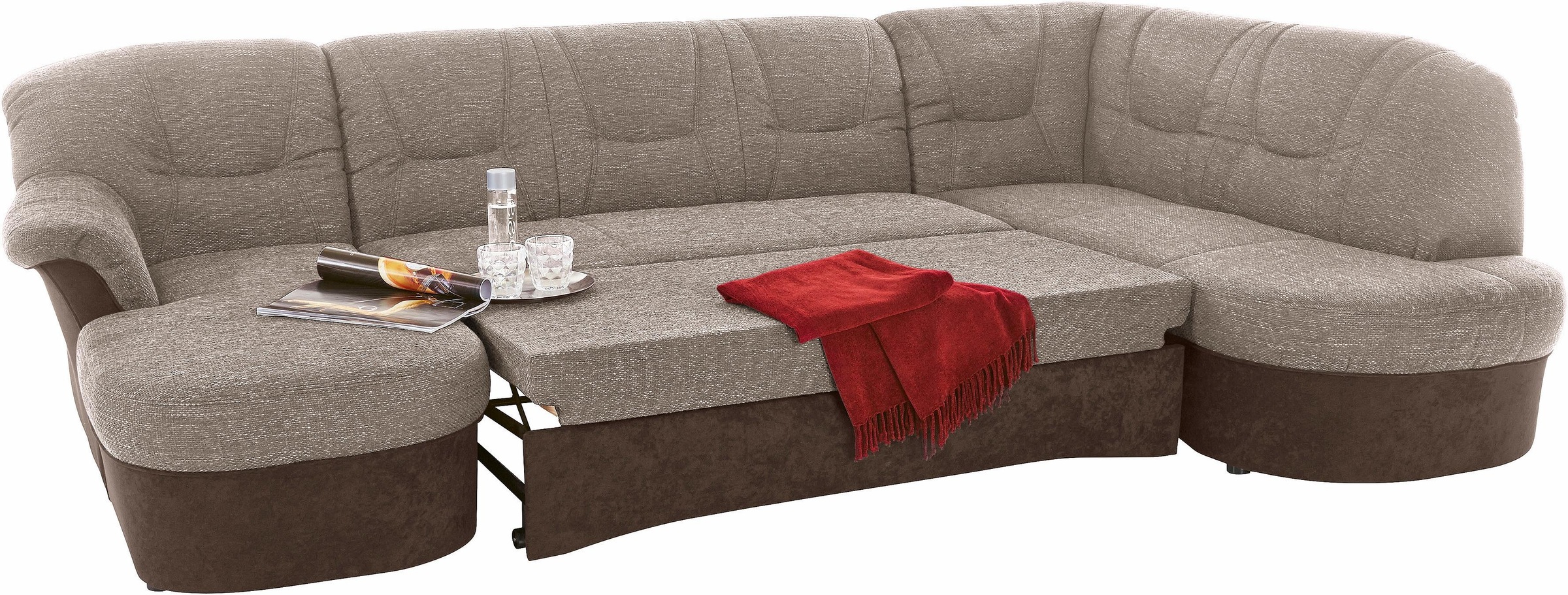 DOMO collection Wohnlandschaft »Sarafina, zeitlos und komfortabel, optional mit Federkern, U-Form«, wahlweise mit Bettfunktion