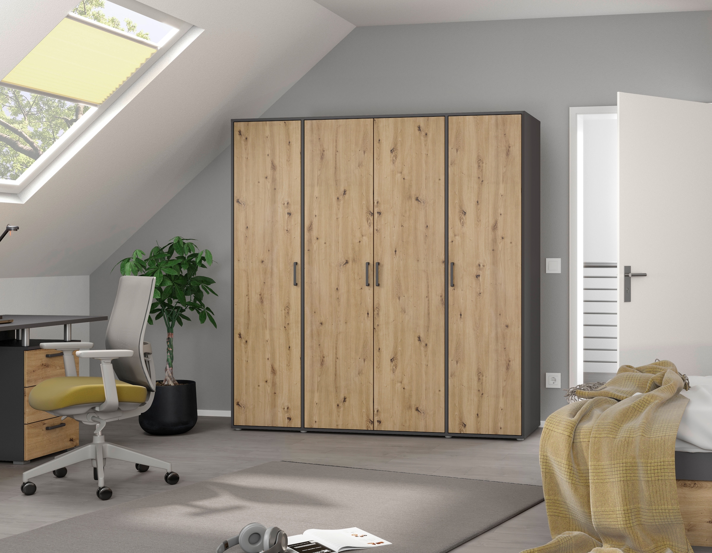 rauch Kleiderschrank »VOYAGER Otto´s Choice Garderobe Wäscheschrank TOPSELLER Schlafzimmer«, (in 3 verschiedenen Ausstattungen BASIC/CLASSIC/PREMIUM), Schrank mit modernen Griffen in viel Stauraum MADE IN GERMANY