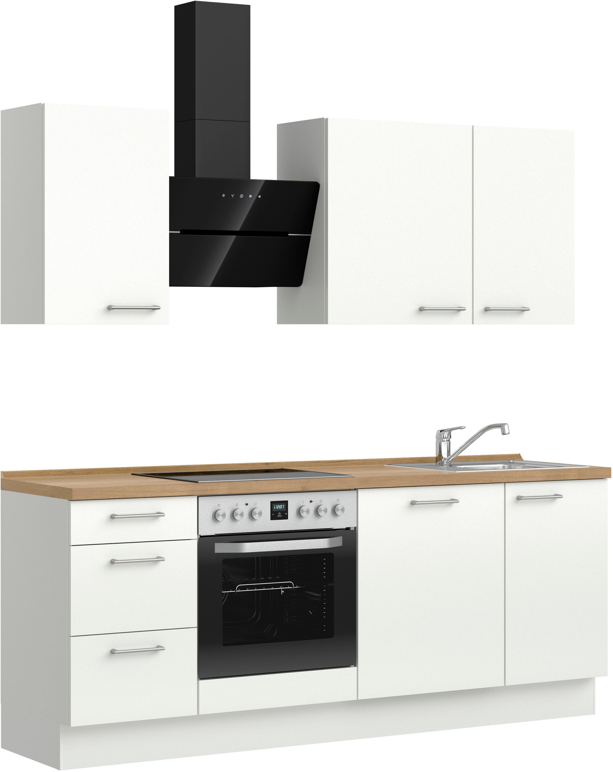 nobilia® Küchenzeile »"Laser II"«, vormontiert, Ausrichtung wählbar, Breite 210 cm, wahlw. mit E-Geräten