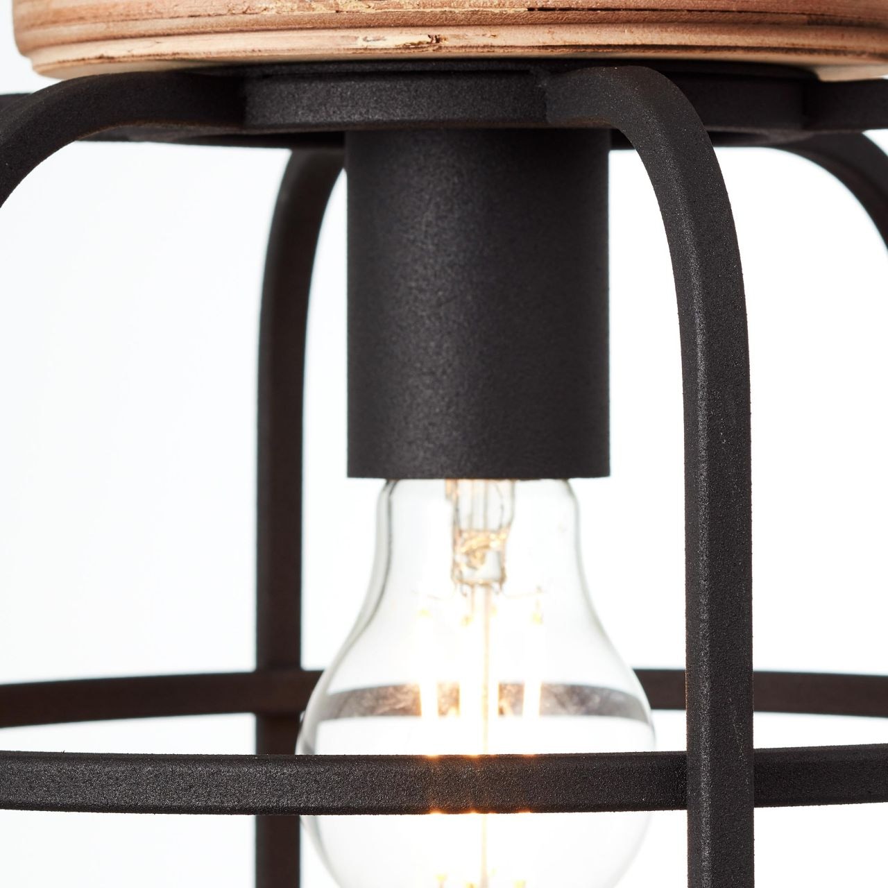 Brilliant Pendelleuchte »Gwen«, 3 flammig, Leuchtmittel E27 | ohne Leuchtmittel, 165 cm Höhe, Ø 42 cm, 3 x E27, Metall/Holz, antik holz/schwarz korund