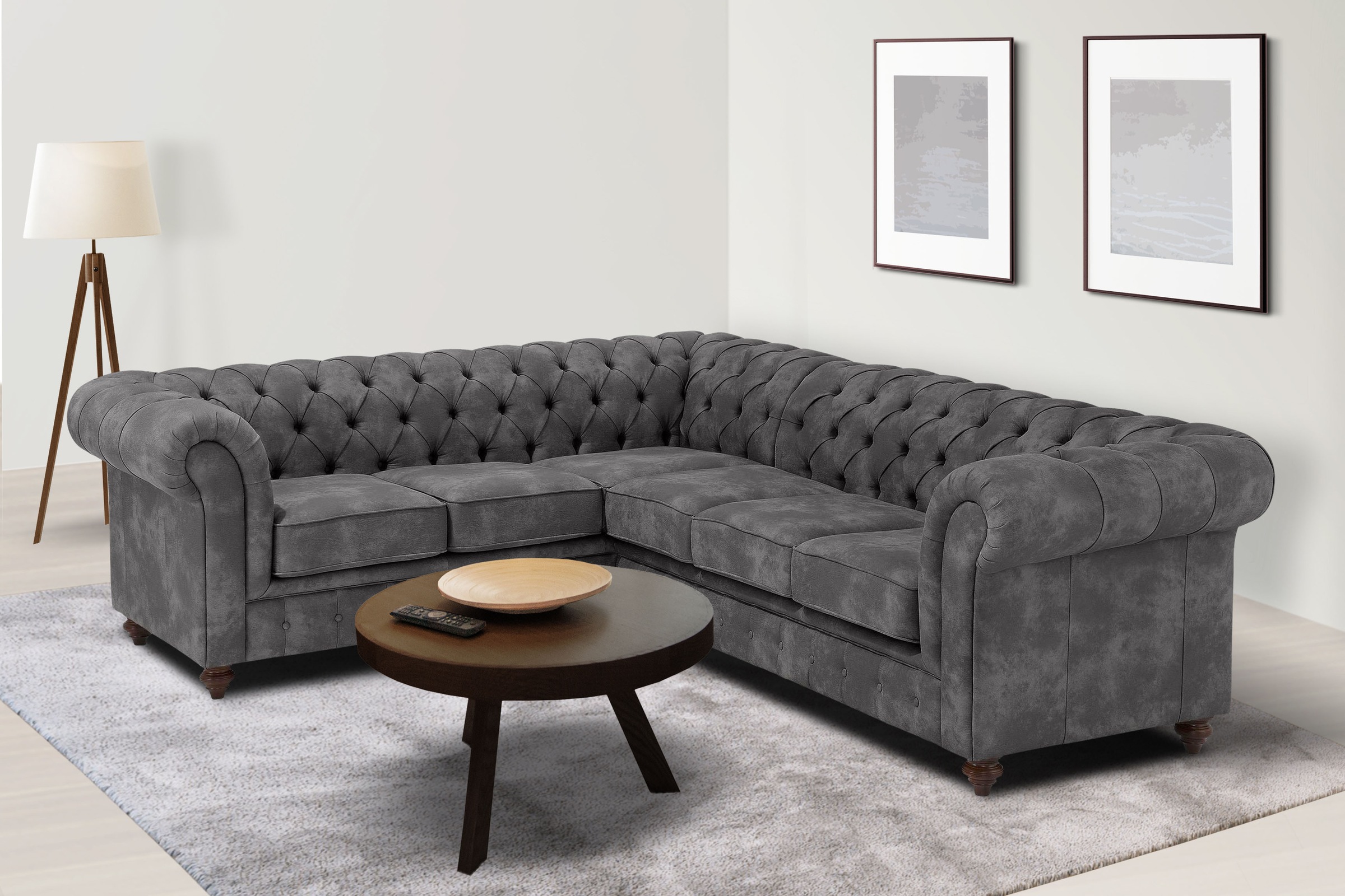 Home affaire Chesterfield-Sofa »Chesterfield Ecksofa, auch in Leder L-Form« günstig online kaufen