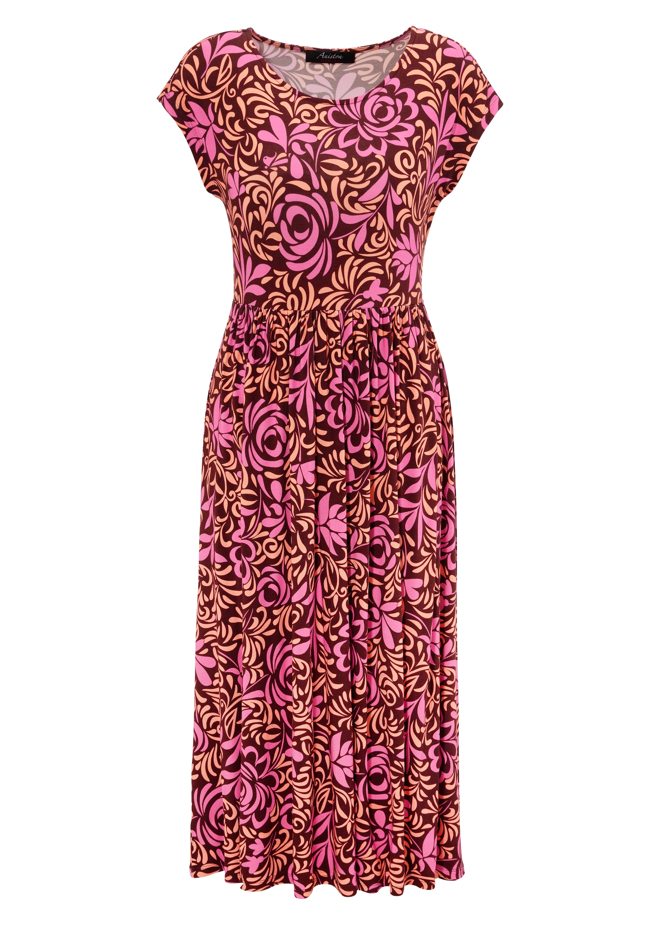Aniston CASUAL Sommerkleid, mit farbharmonischem, grafischen Rosendruck