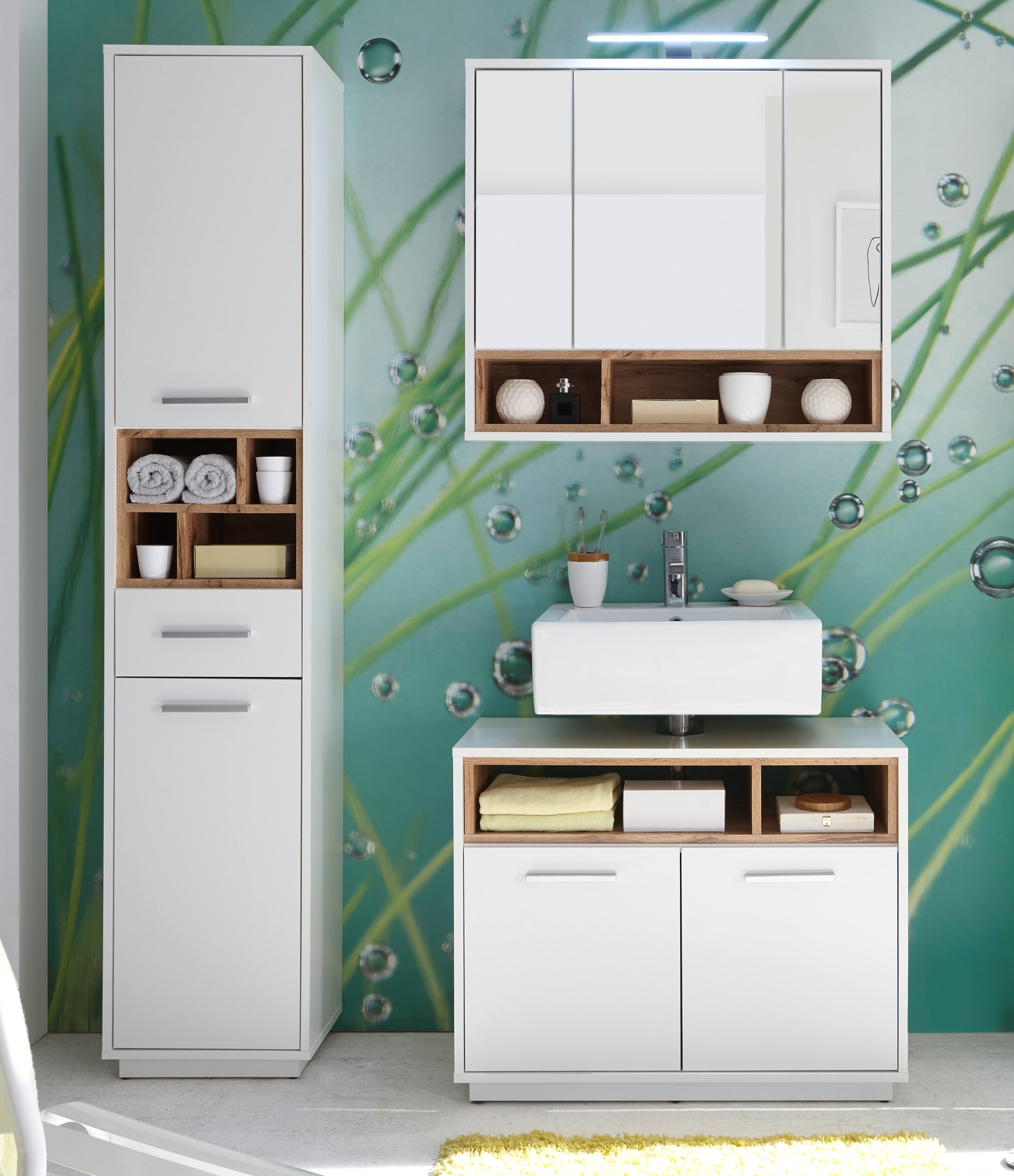 BASIC by Balculina Badmöbel-Set »Mila, Badezimmerset BxHxT 118x191x40 cm«, (3 St.), Breite 118 cm,Badezimmerset 3-tlg, FSC-Mix 70%