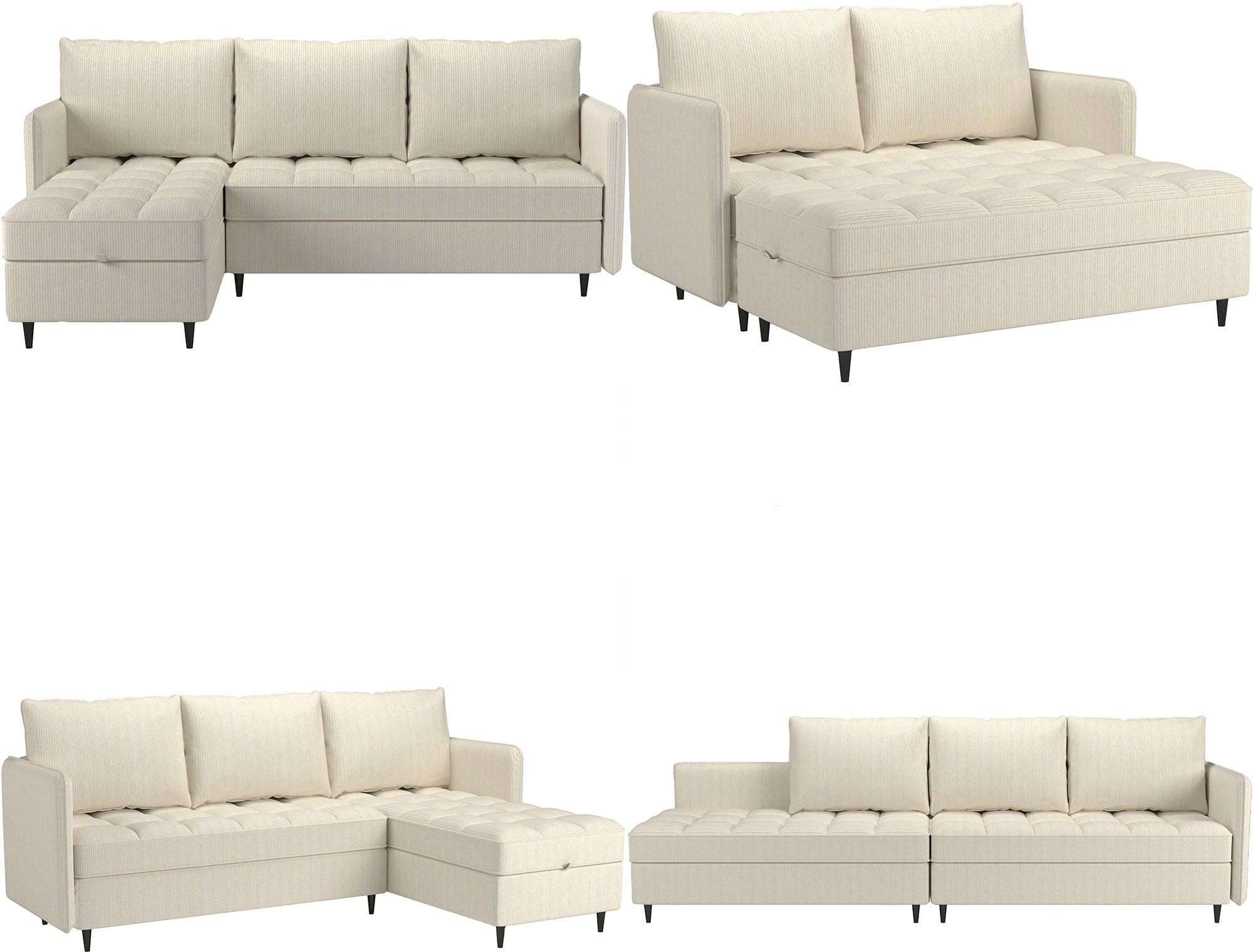 Dorel Home Ecksofa »LINDHUS, L-Form, verschiedene Stellvarianten, Schlaf-Liege« Modulsofa, Recamiere, großer Bettkasten, Cord, Chenille