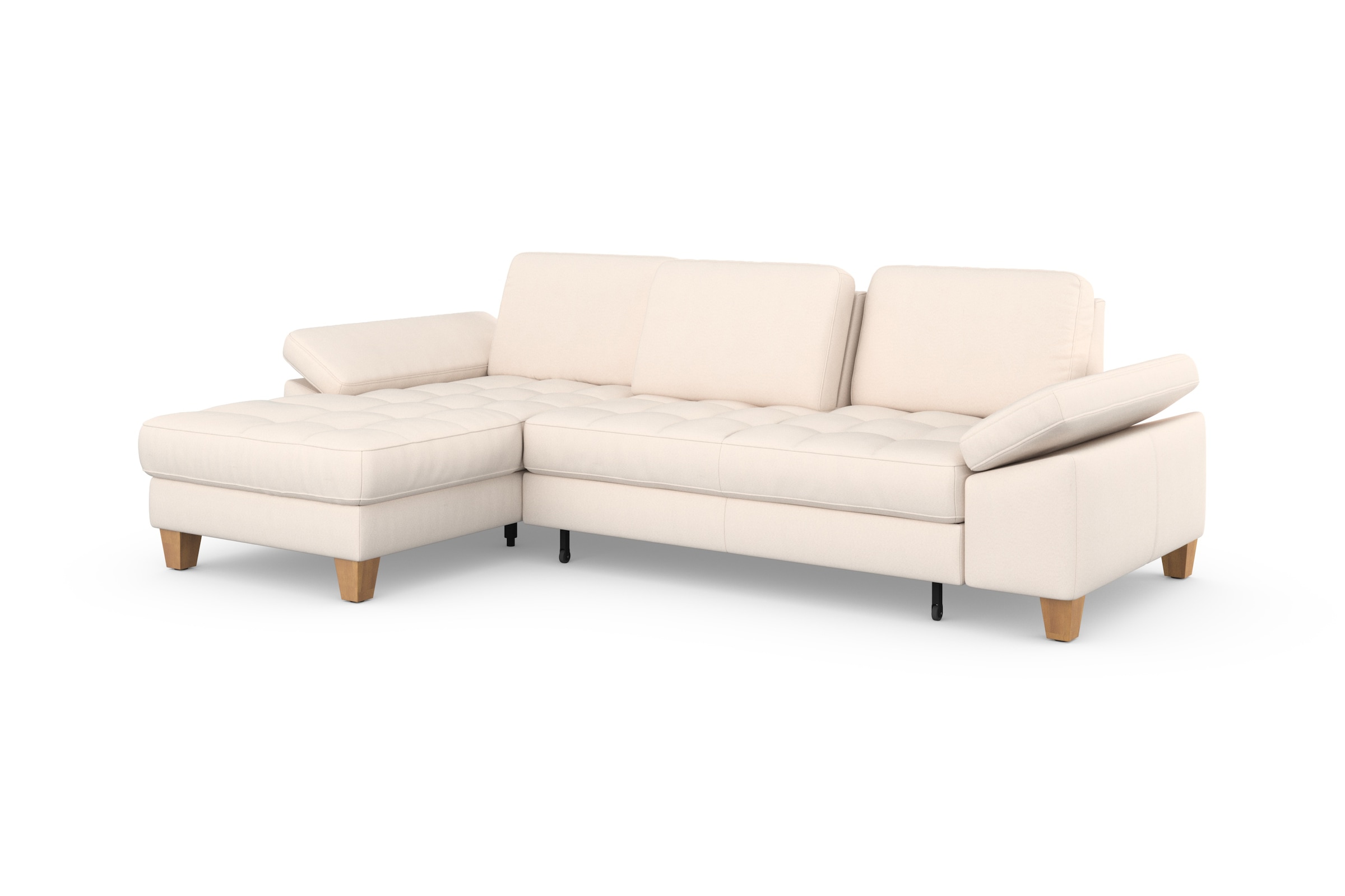 sit&more Ecksofa »Westham L-Form«, mit Recamiere, mit oder ohne Bettfunktion, Bettkasten, Füße Eiche