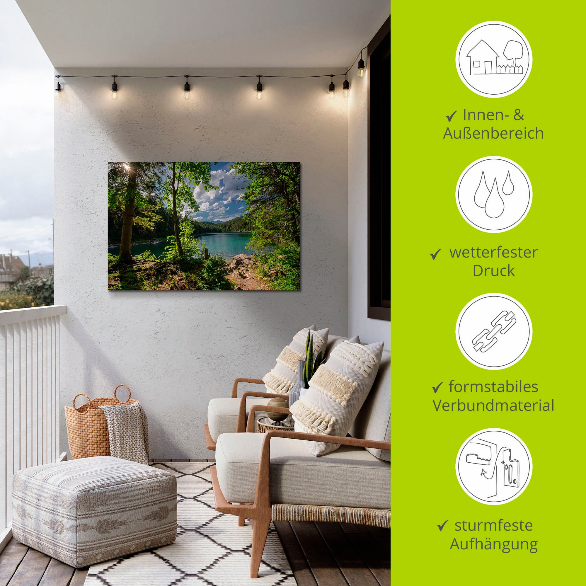 Artland Wandbild »Eibsee«, Gewässer, (1 St.), als Alubild, Outdoorbild, Leinwandbild in verschied. Größen