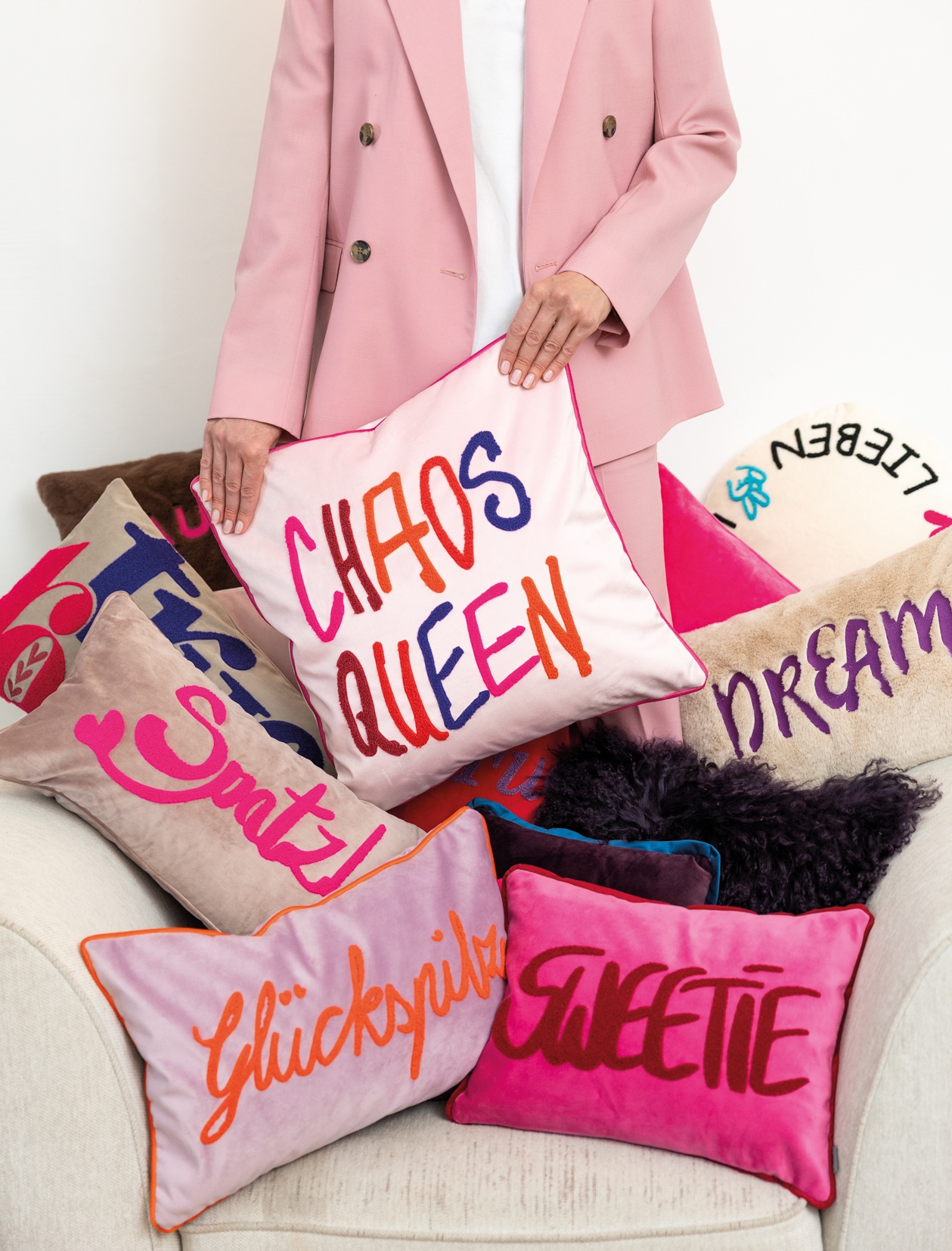 PAD Dekokissen »LETTERS« farbige Keder, mit Schriftzug, verschiedene Größen