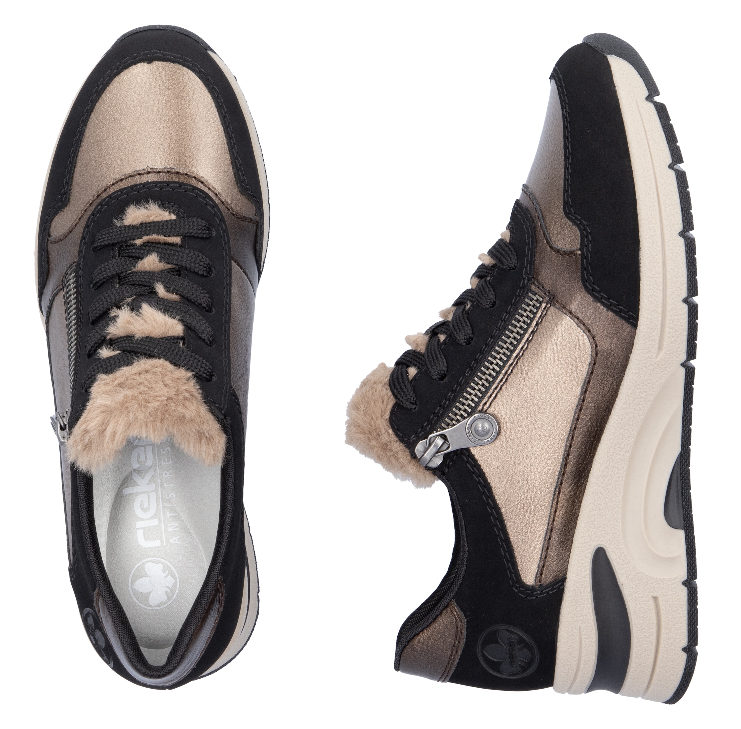 Rieker Keilsneaker, Freizeitschuh, Schnürschuh mit Schaftrandpolsterung, schmale Form