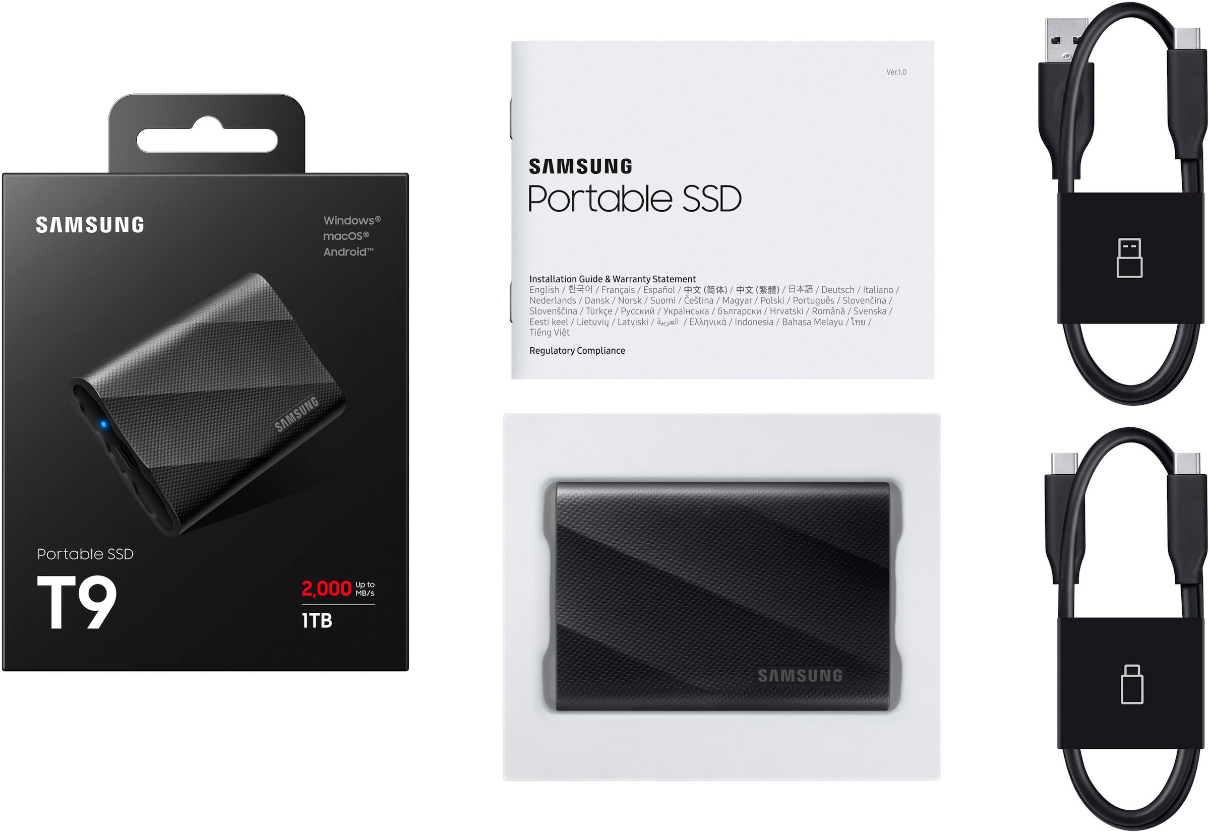 Samsung externe SSD »Portable SSD T9 1TB«, Anschluss USB Typ-C,3.2 Gen 2 (3.1 Gen 2)