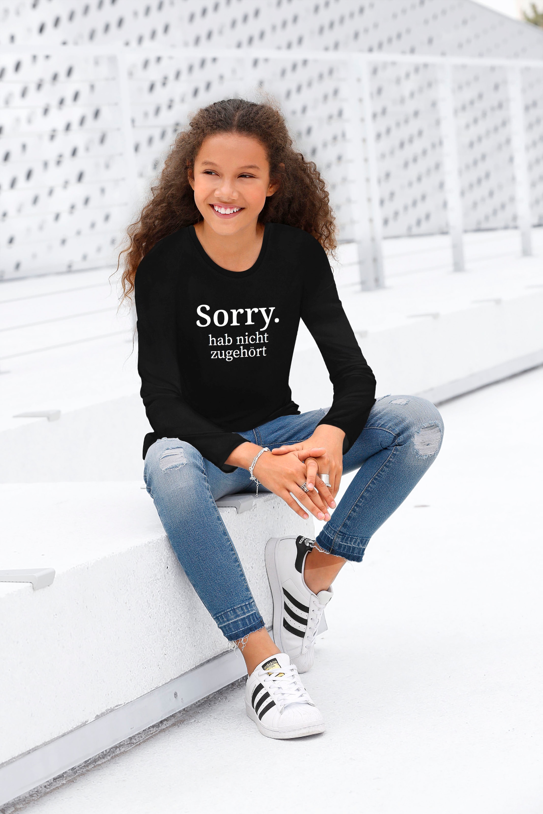 KIDSWORLD Langarmshirt »Sorry. hab nicht zugehört«, Druck