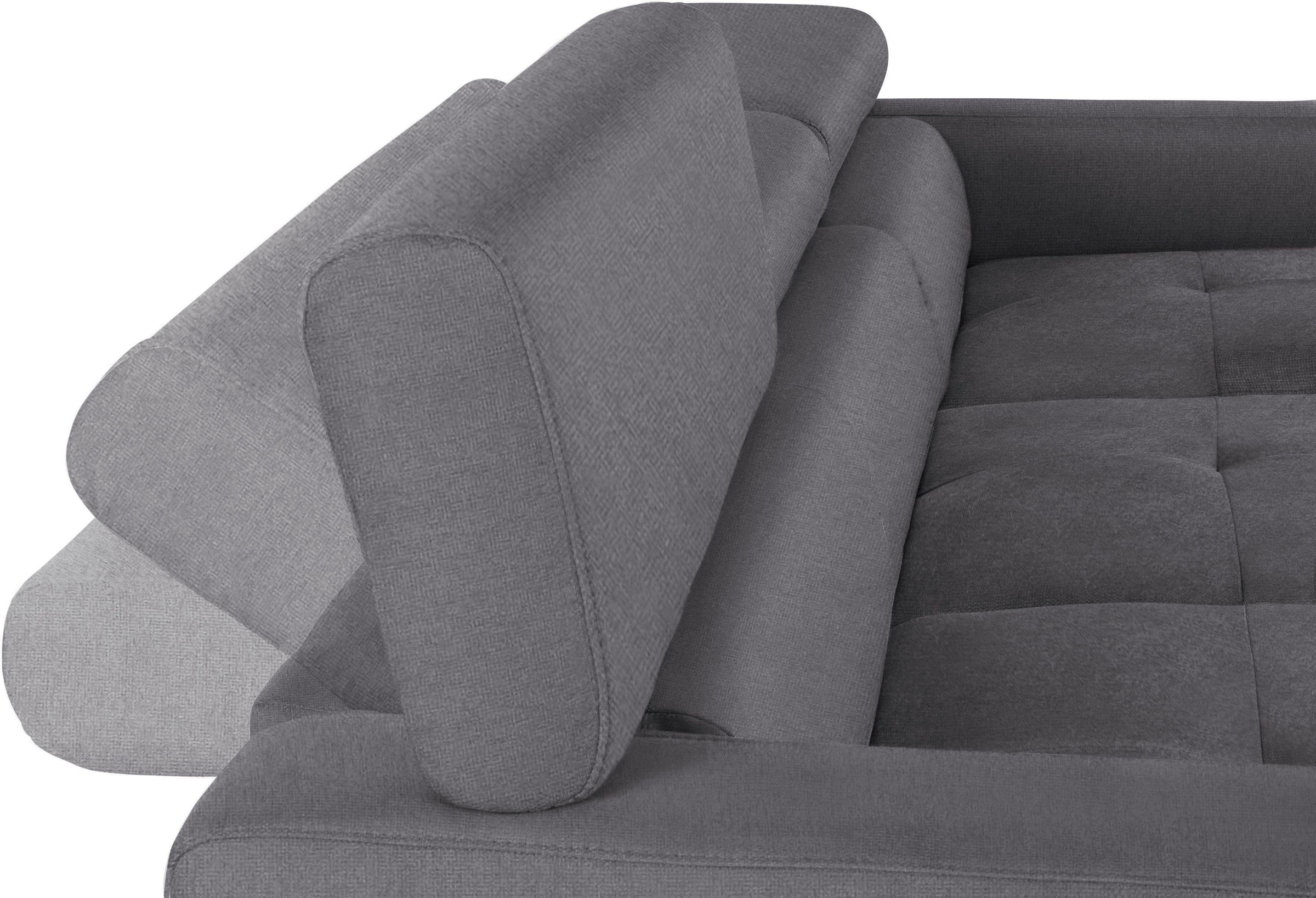 COTTA Polstergarnitur »Sammy L-Form«, (Set), Set bestehend aus: Ecksofa mit Kopfteilverstellung & Hocker