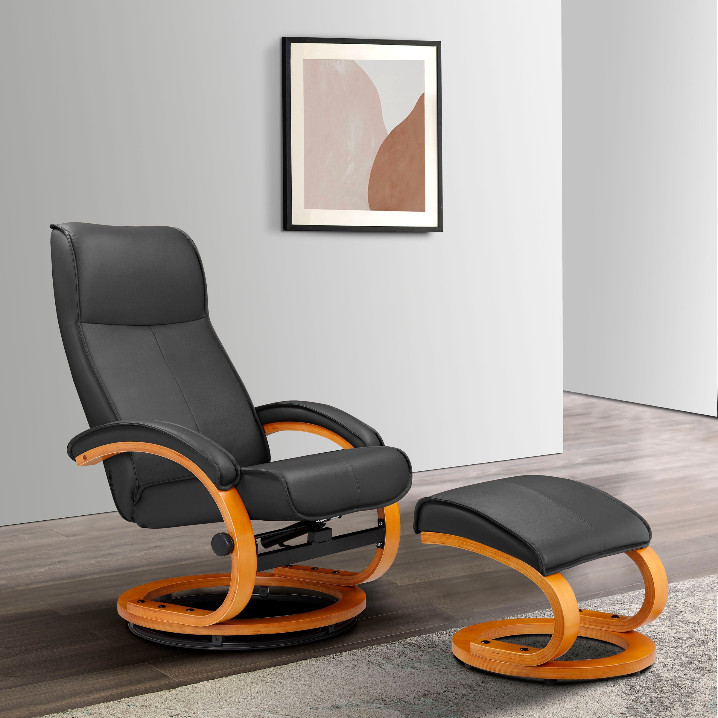 Home affaire Relaxsessel »Paris, TV-Sessel mit Hocker und manueller Liegefunktion«, (Set, 2 St., bestehend aus Sessel und Hocker), Dreh- und Kippfunktion, NaturLEDER®