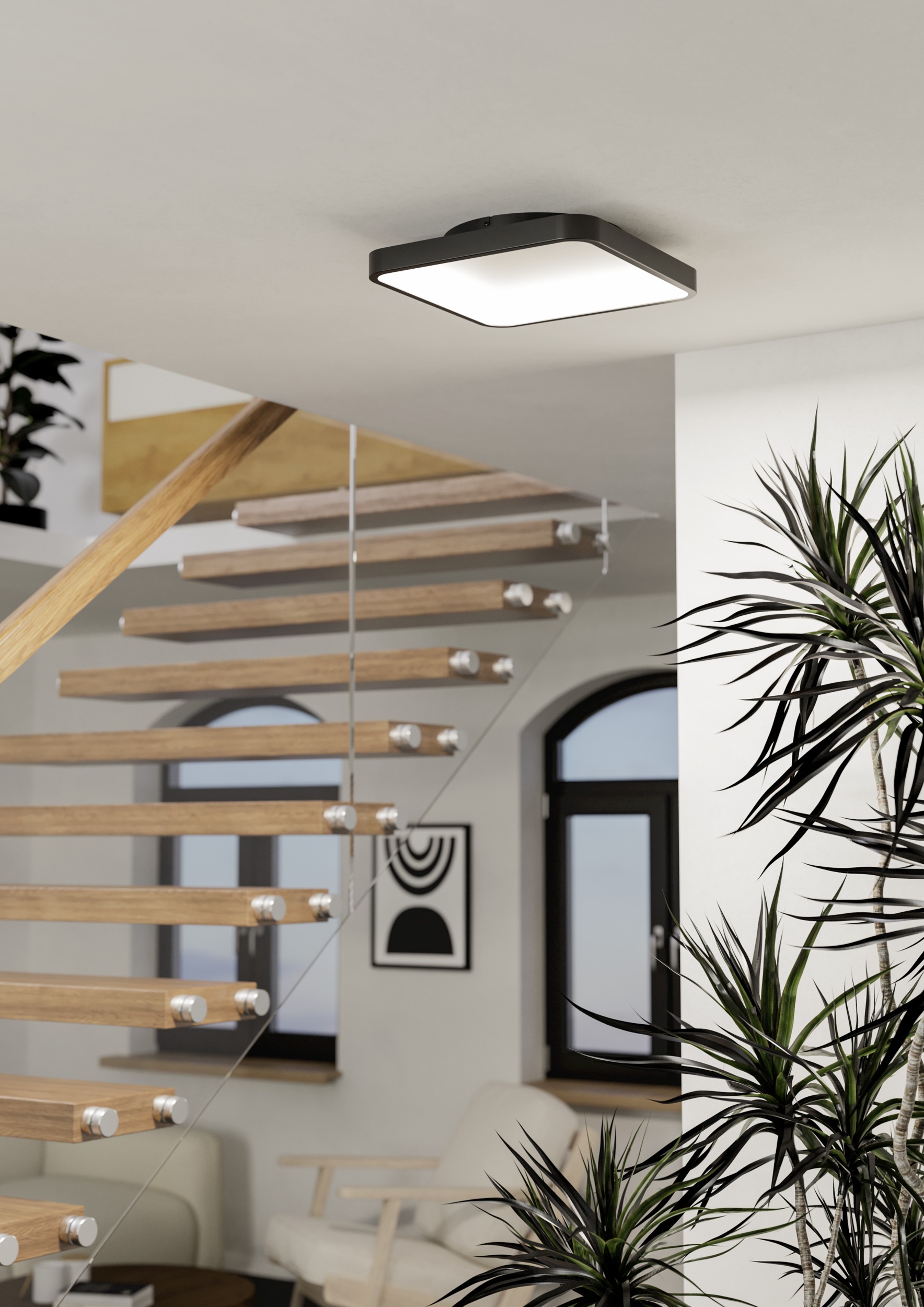 EGLO LED Deckenleuchte »LORETELLO-Z Deckenlampe - Stahl - LED - 20W - IP20« LED-Modul 1 Stk. Kaltweiß | Neutralweiß | RGB | Warmweiß Wohzimmerlampe, Esszimmerlampe, Flur, Schlafzimmer, L35 x B35 x H7,5cm