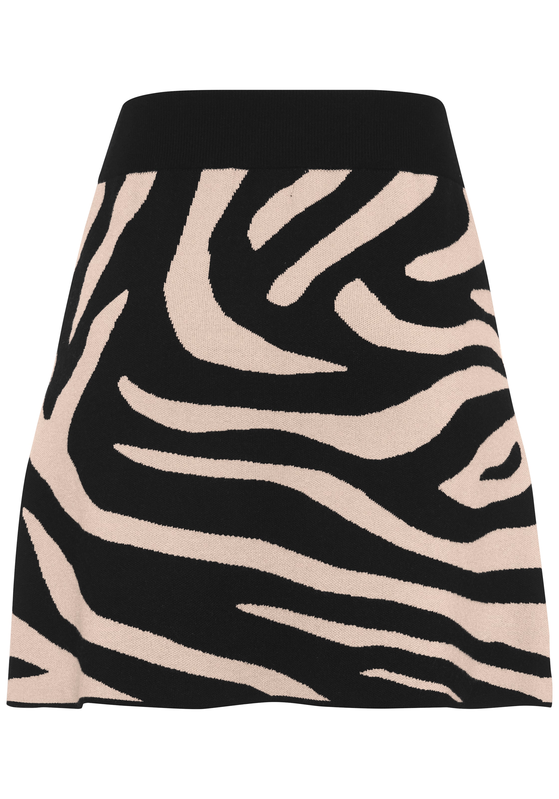 LASCANA Strickrock »mit Animalmuster und leicht ausgestellter Passform« Minirock aus softer Strickware, kurzer Rock mit elastischem Bund