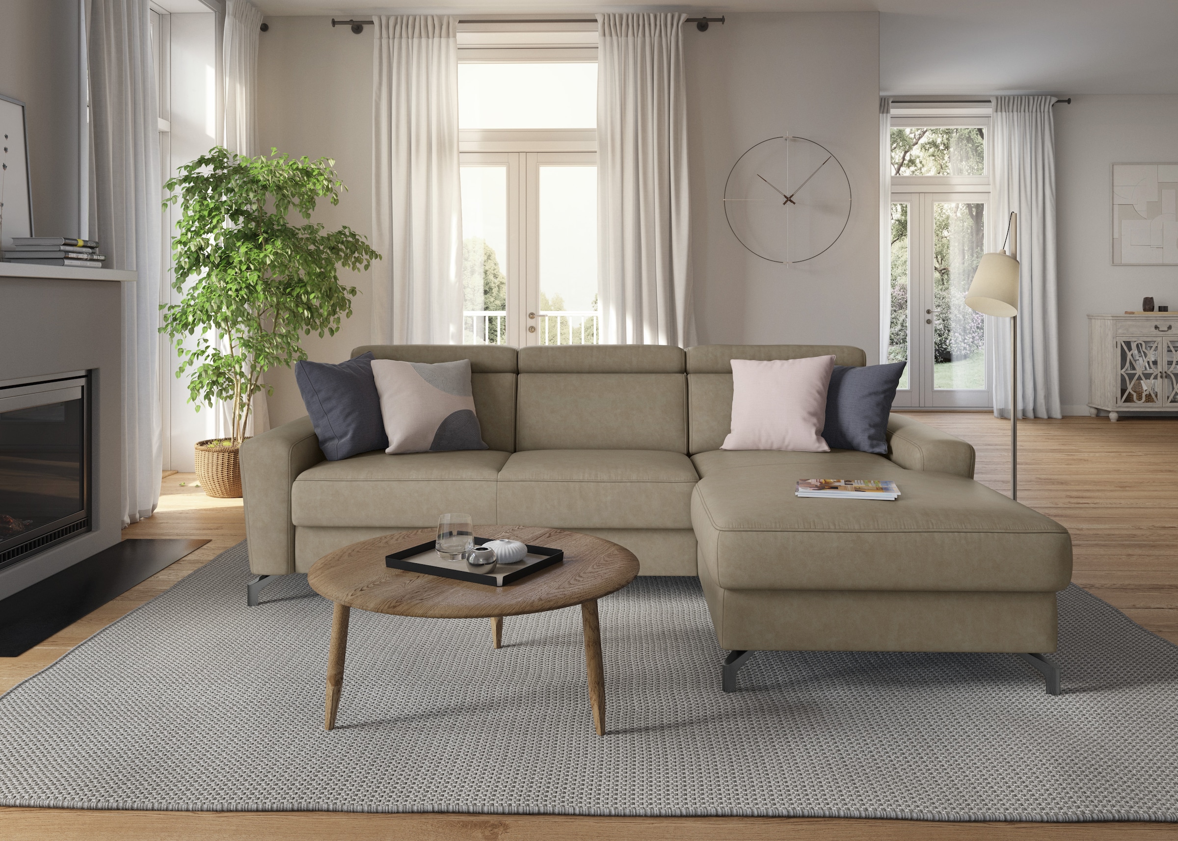 sit&more Ecksofa »Scarlett L-Form«, inklusive Kopfteilverstellung, wahlweise mit Bettfunktion, Bettkasten