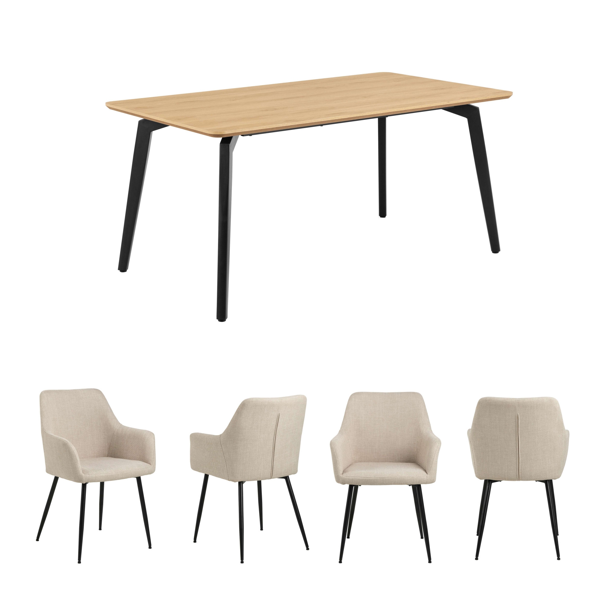 ACTONA GROUP Esszimmer-Set »Essgruppe, Speisetisch mit Wohnzimmerstühlen«, günstig online kaufen
