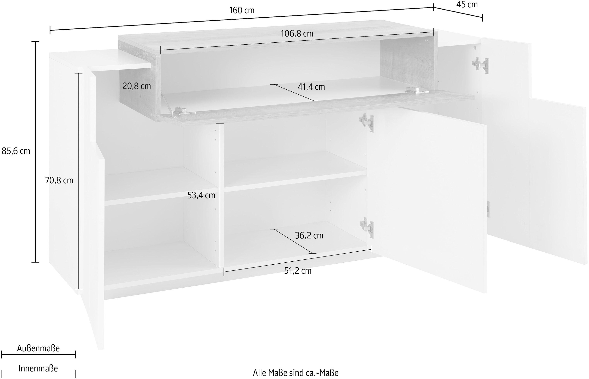 160 Breite »Coro«, bestellen Tecnos Sideboard Rechnung cm ca. auf