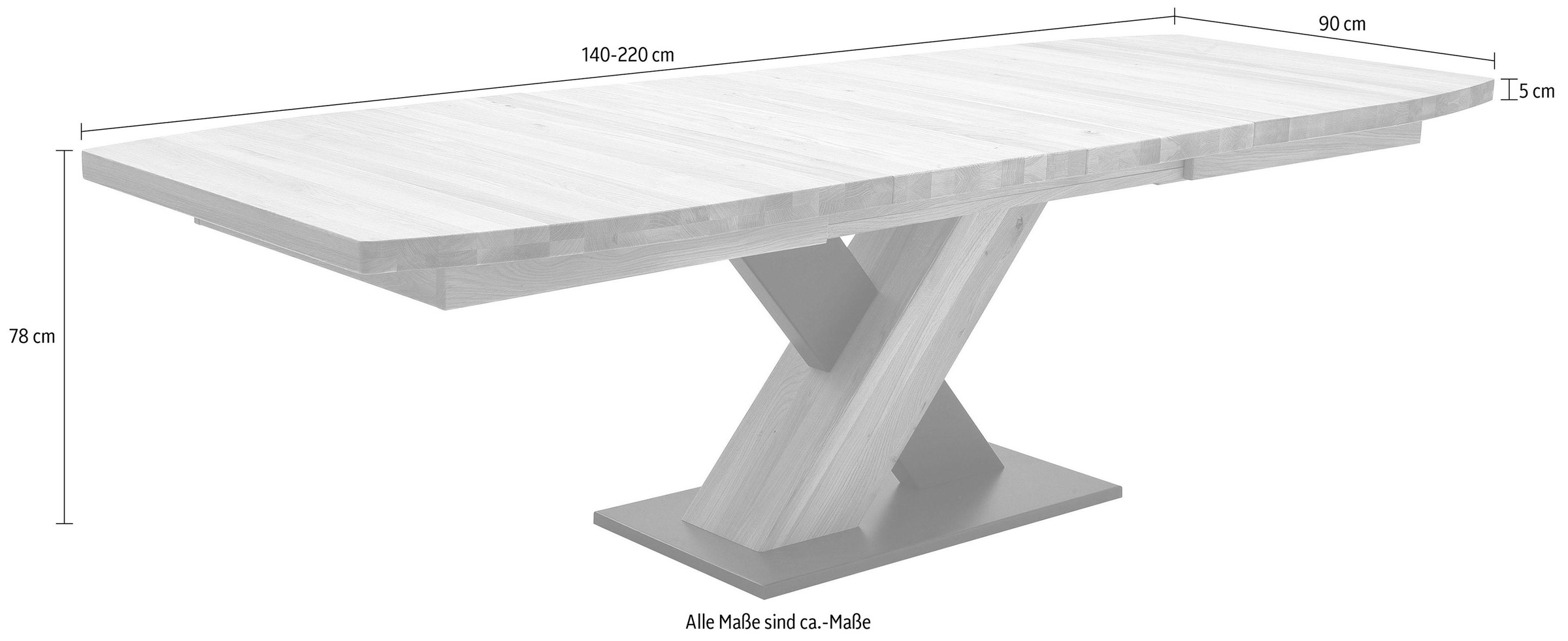5. Bild von MCA furniture Esstisch »Mendoza«, Esstisch Bootsform mit X-Säule, ausziehbar