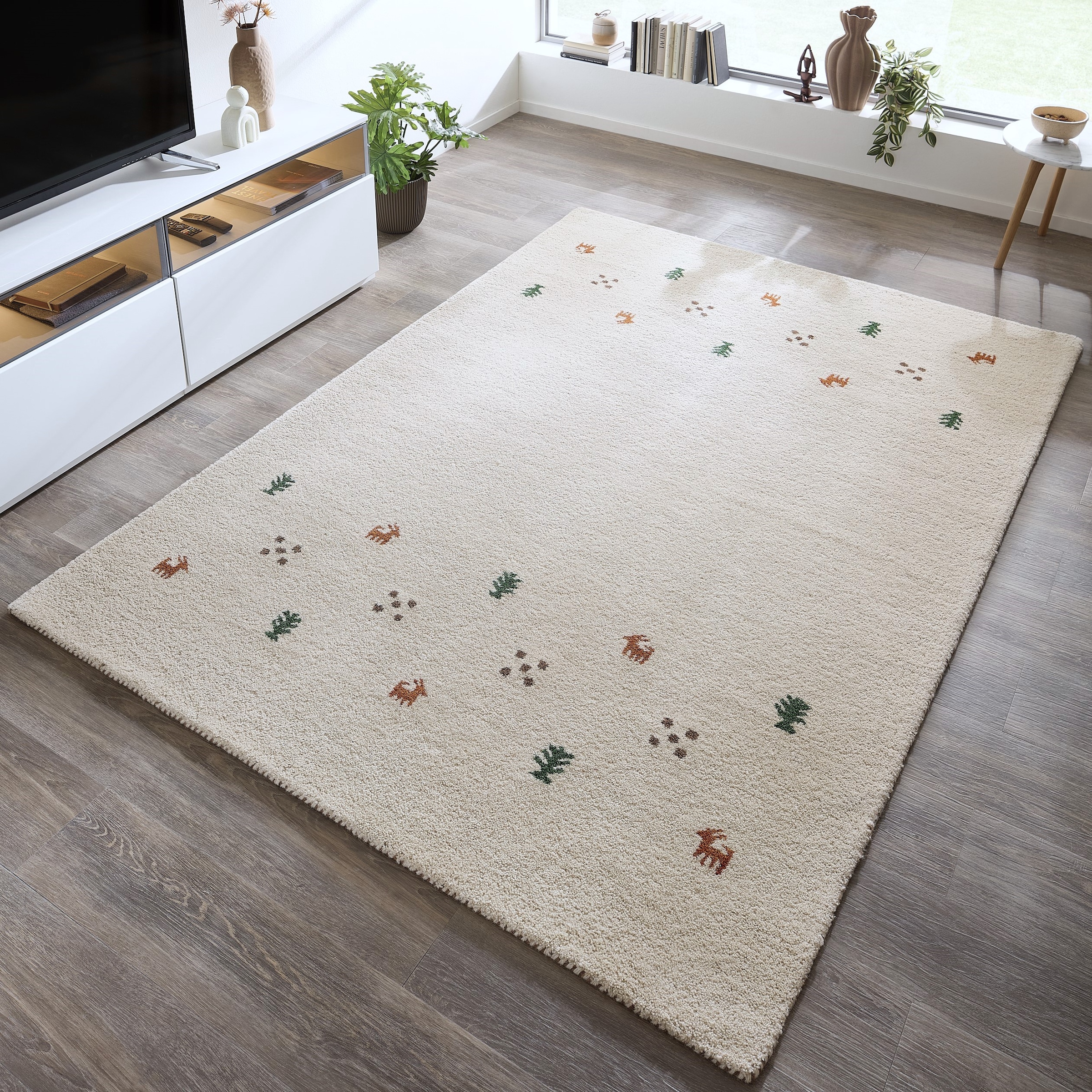 THEKO Wollteppich »Gabbeh Motiv, Handgefertigt, Teppich, Tiermotiv,  reine Wolle« rechteckig 14 mm Höhe reine Wolle, Wohnzimmer, Schlafzimmer, Esszimmer