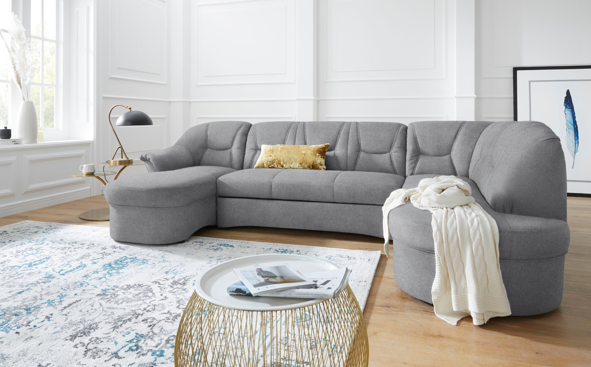 DOMO collection Wohnlandschaft »Sarafina, zeitlos und komfortabel, optional mit Federkern, U-Form«, wahlweise mit Bettfunktion