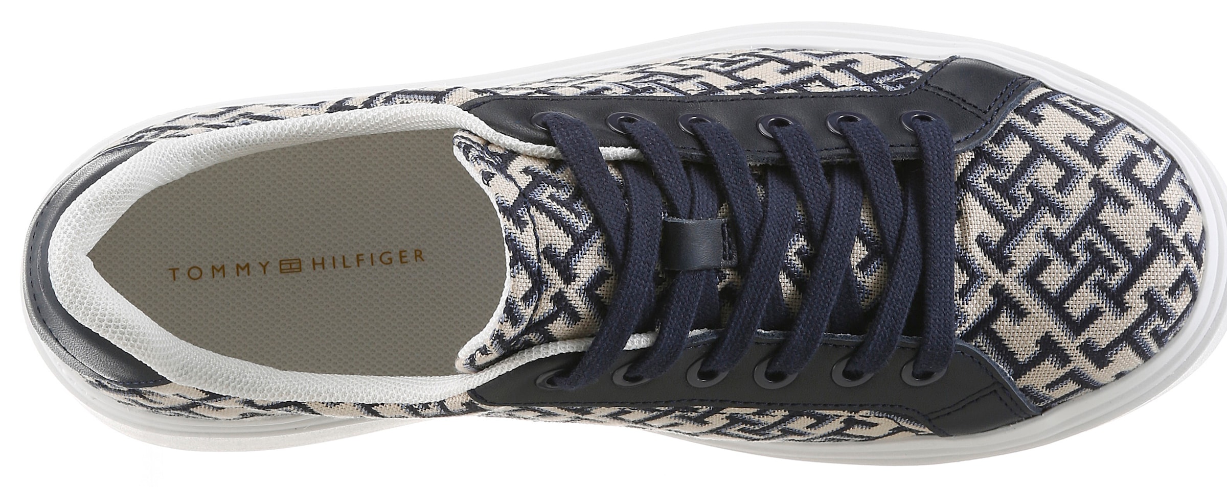 Tommy Hilfiger Plateausneaker »TH CHIC PLATFORM MONOGRAM«  Freizeitzeitschuh, Halbschuh, Schnürschuh mit Allover-Logodruck