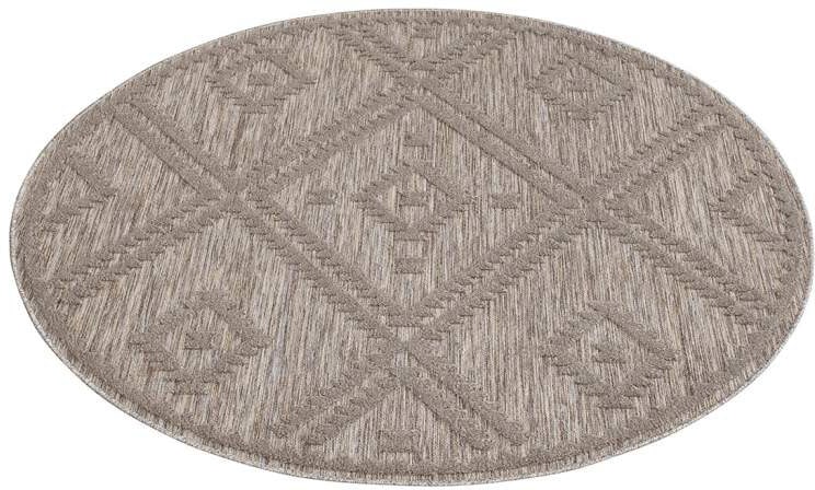 Carpet City Teppich »In-& Outdoorteppich Santorini 454, 3D-Effekt, Raute-Optik«, rund, 5 mm Höhe, Wetterfest & UV-beständig für Terrasse, Balkon, Küche, Flur