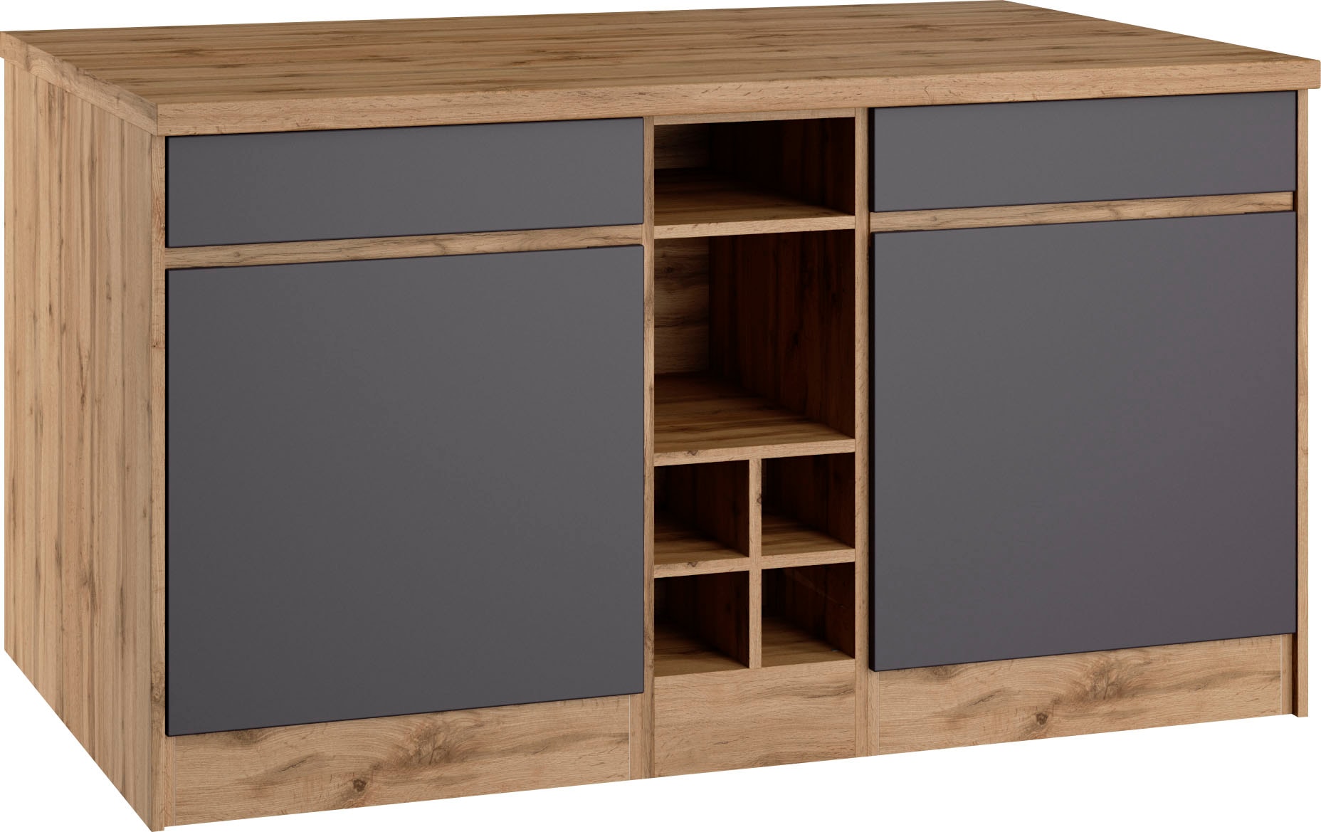KOCHSTATION Kochinsel »KS-Riesa«, Breite 153 cm, Tiefe 100 cm, MDF-Fronten