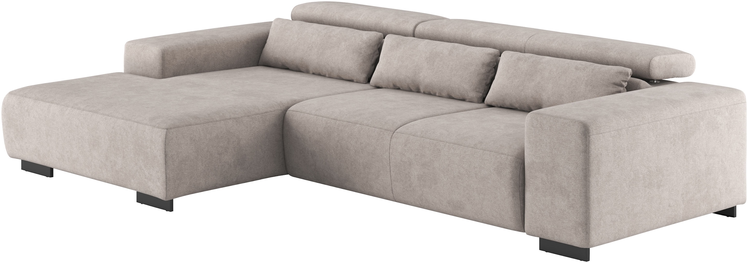 COTTA Ecksofa »Side L-Form, mit Kopfteilverstellung & 3 Nierenkissen«, optional motorische Sitztiefenverstellung