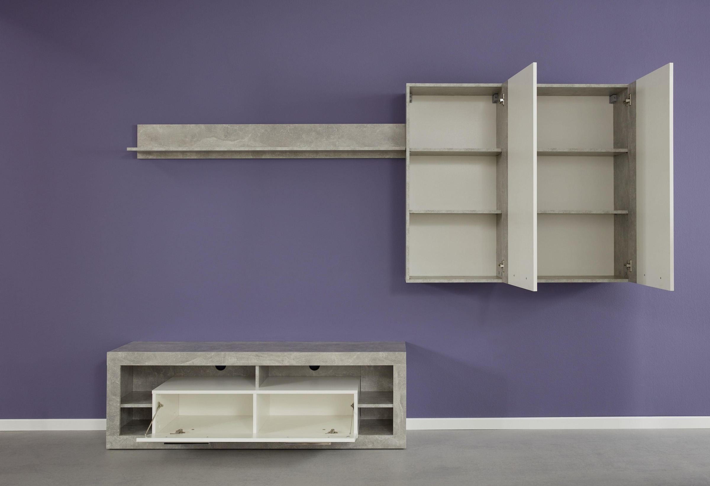 INOSIGN Hängevitrine »Gwendolyn«, Hängeschrank fürs Wohnzimmer mit 3 Fächern - (B/T/H) 52/31/103 cm