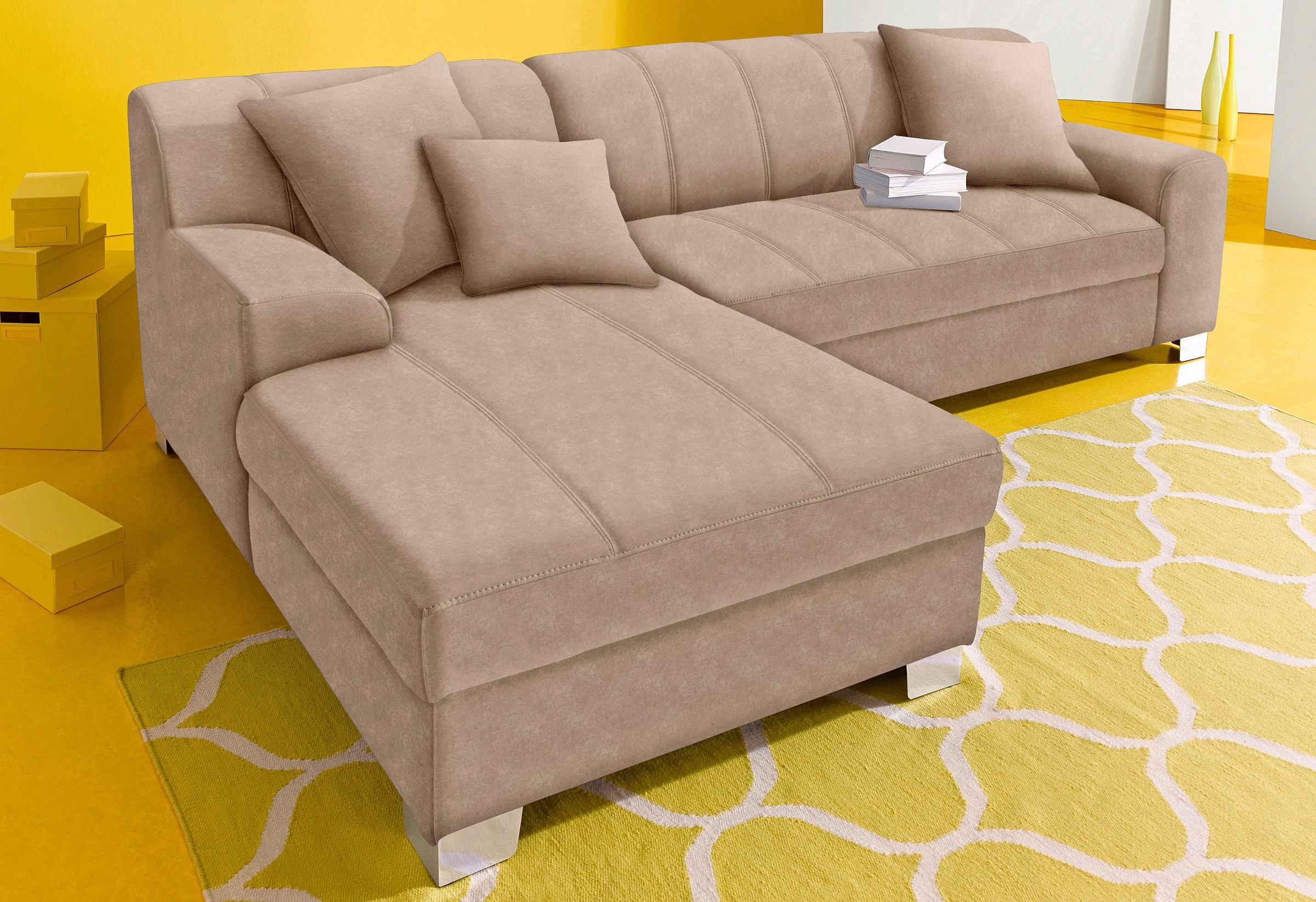 INOSIGN Ecksofa »Turah incl. Zierkissen, moderne Steppung, auch in Leder«, günstig online kaufen