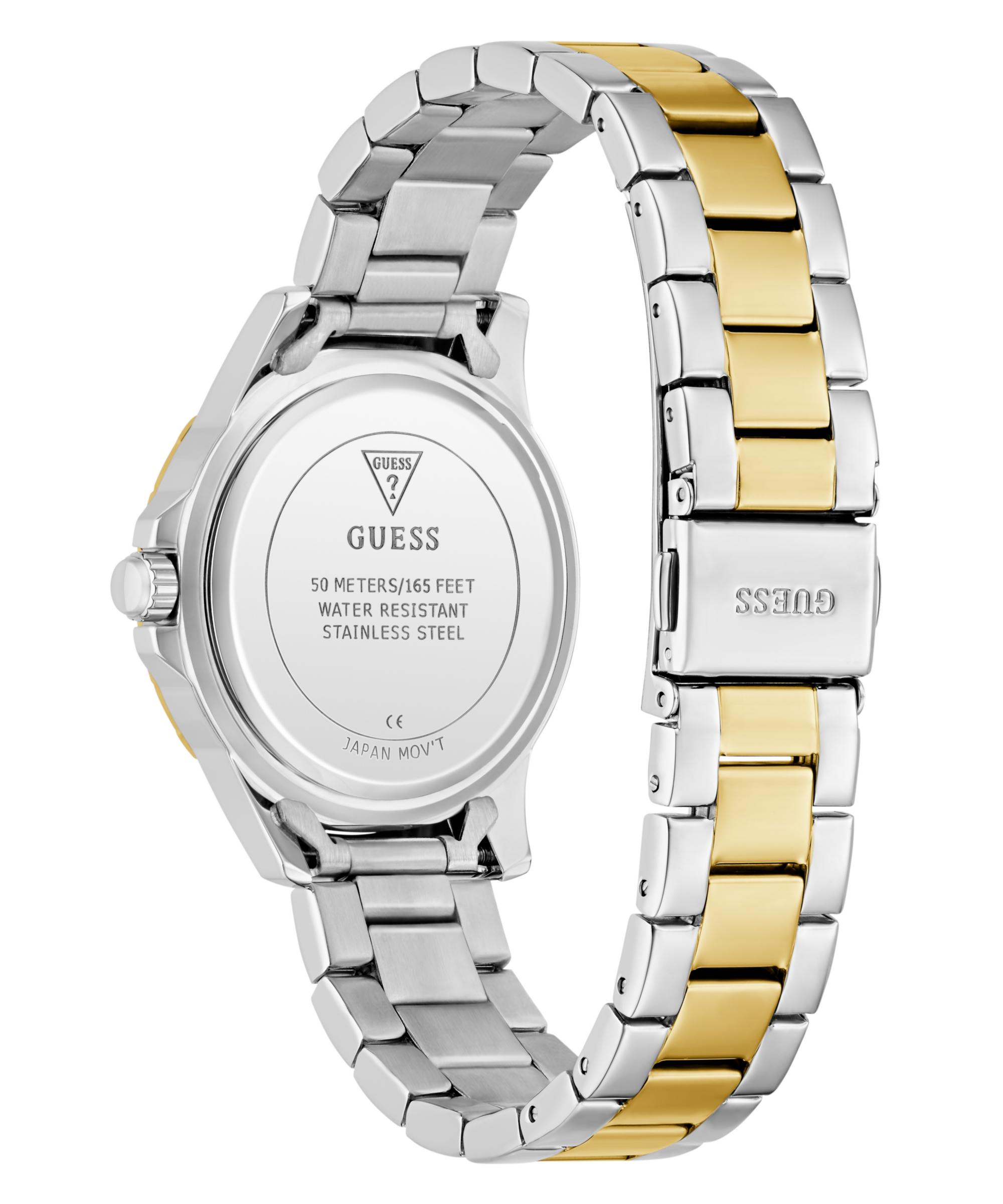 Guess Quarzuhr »MIST«, Armbanduhr, Damenuhr, Edelstahlarmband, Kristallsteine