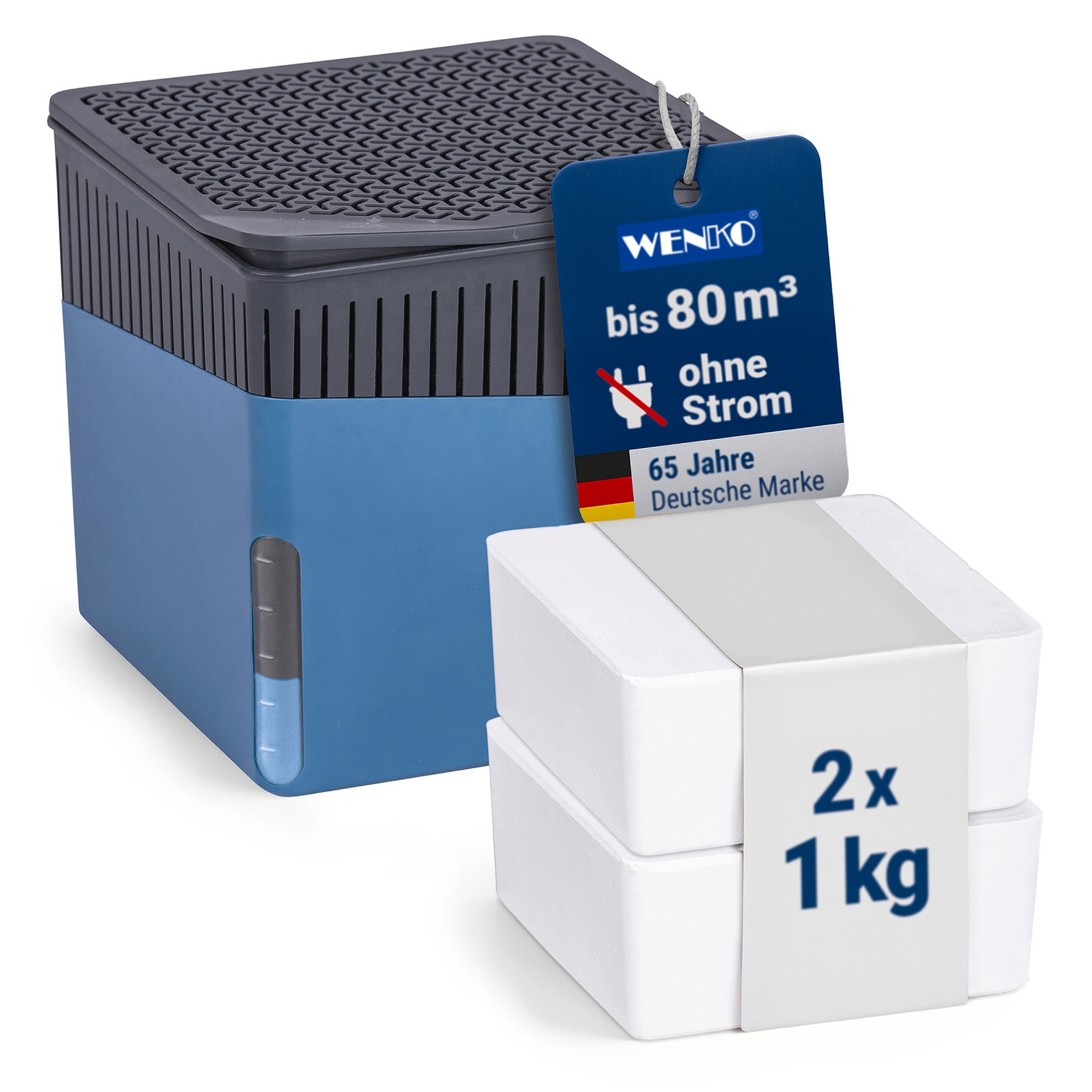 WENKO Luftentfeuchter »Cube« für 80 m³ Räume für 80 m³ Räume, mit 2 x 1000 g Entfeuchter-Blöcken