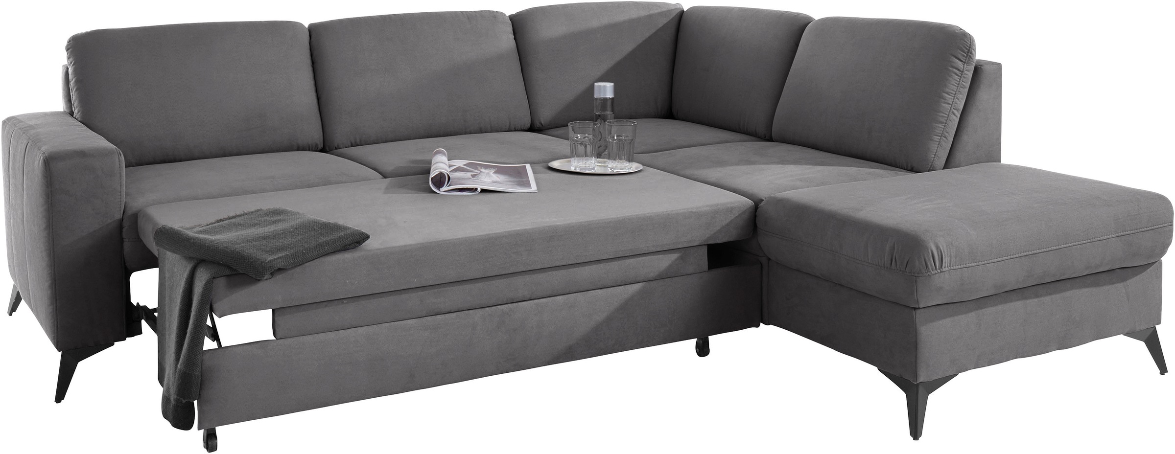 Places of Style Ecksofa »Lolland L-Form«, Wahlweise mit Bettfunktion und Stauraum, auch mit abwischbarem Bezug