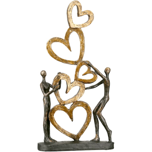 Casablanca by Gilde Dekofigur »Skulptur Herz auf Herz, gold/schwarz«,  Dekoobjekt, Höhe 41, Wohnzimmer auf Rechnung kaufen