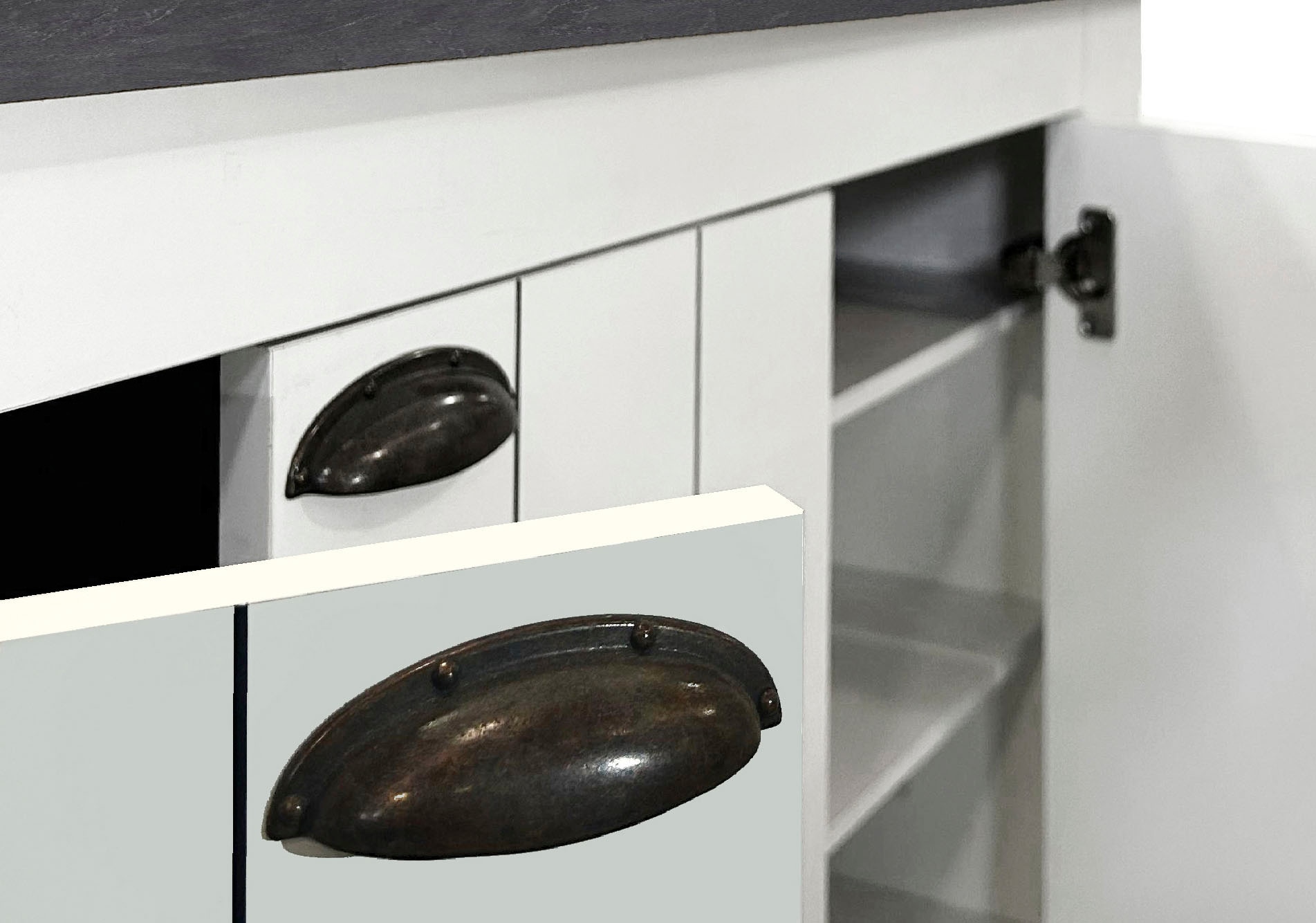 INOSIGN Schuhschrank »FIGO, Made in Italy – Schuhkommode,Schuhregal für ca. 40 Paar Schuhe«, (1 St.), 4-Türig, Siebdruck-dekorative Fräsungen, 10 Fächer, Höhe 200 cm