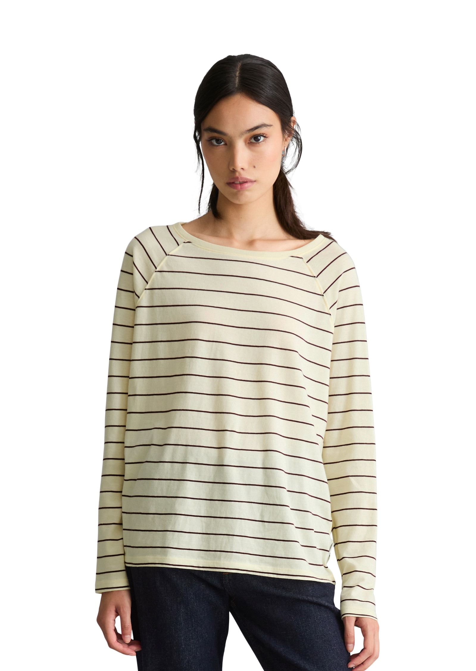 Marc O'Polo DENIM Longsleeve Gestreift, relaxed aus Loose Knit Jersey