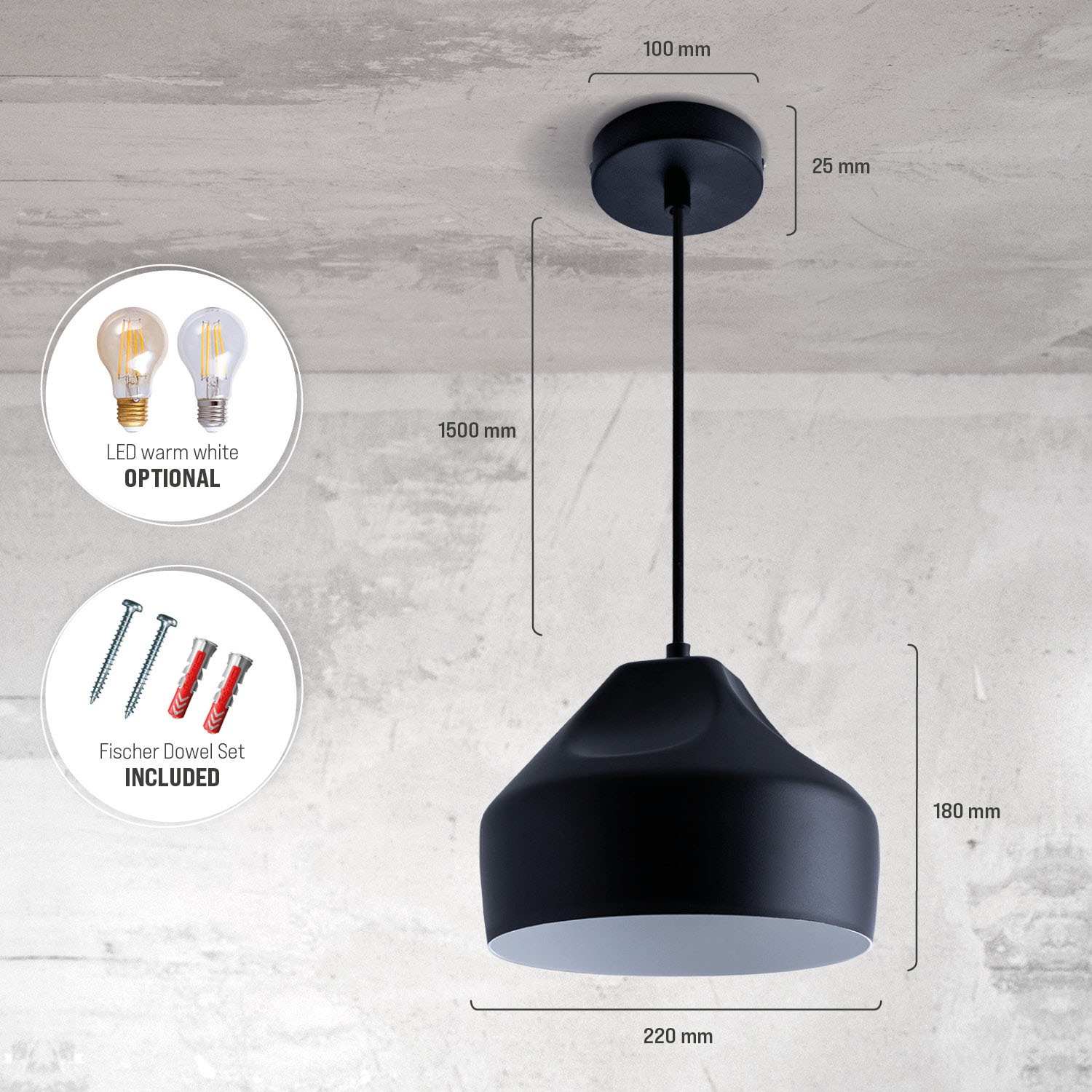 Paco Home Pendelleuchte »HURLEY U«, 1 flammig, Leuchtmittel E27 | ohne Leuchtmittel, Hängelampe Esszimmer Küchenlampe Hängend Esstischlampe Innen Gold