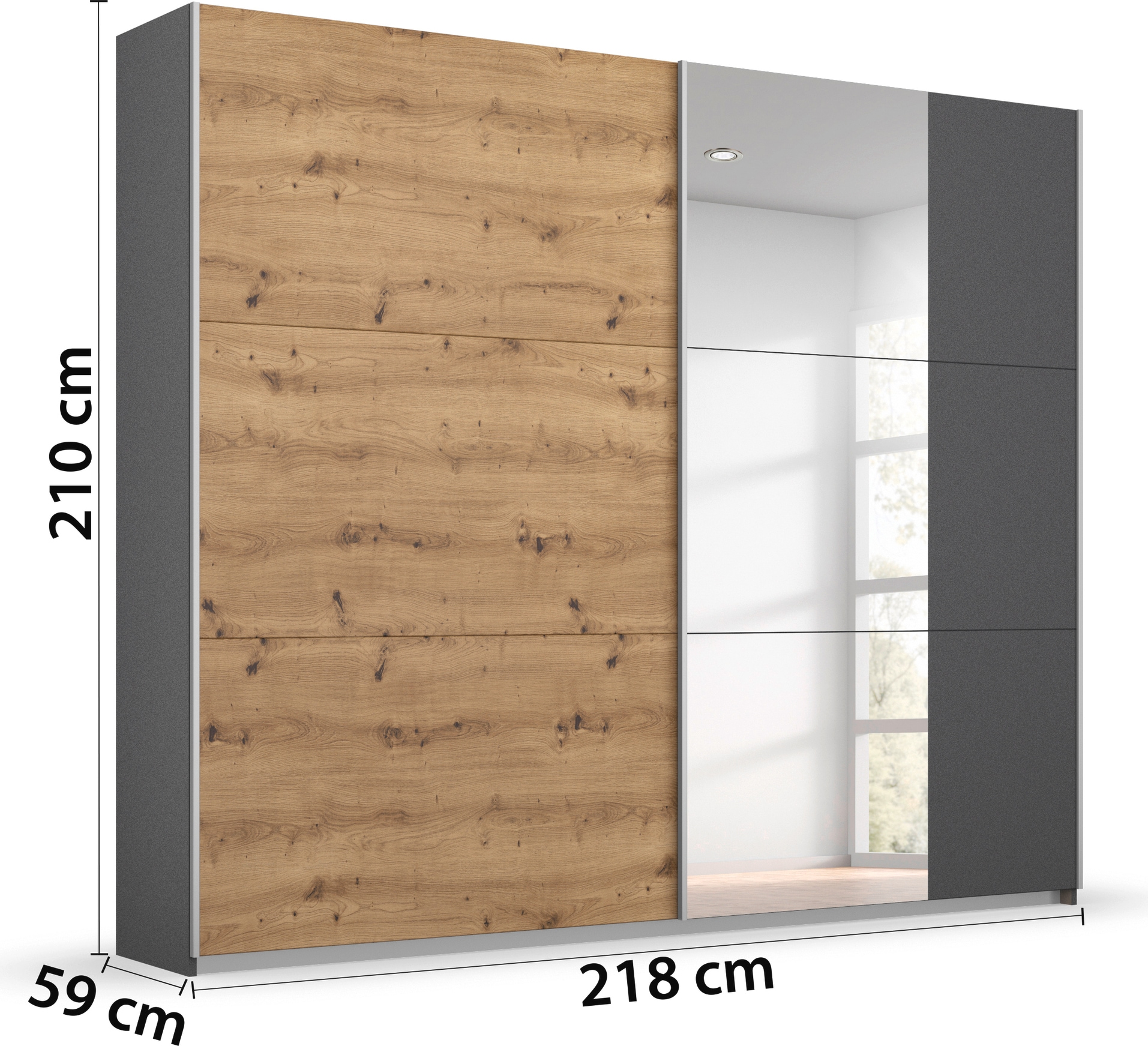 rauch Schwebetürenschrank »Kleiderschrank Garderobe TOPSELLER AURELIO mit 3 Ausstattungsvarianten«, 3 verschiedene Ausstattungsvarianten Griffe aus Metall MADE IN GERMANY
