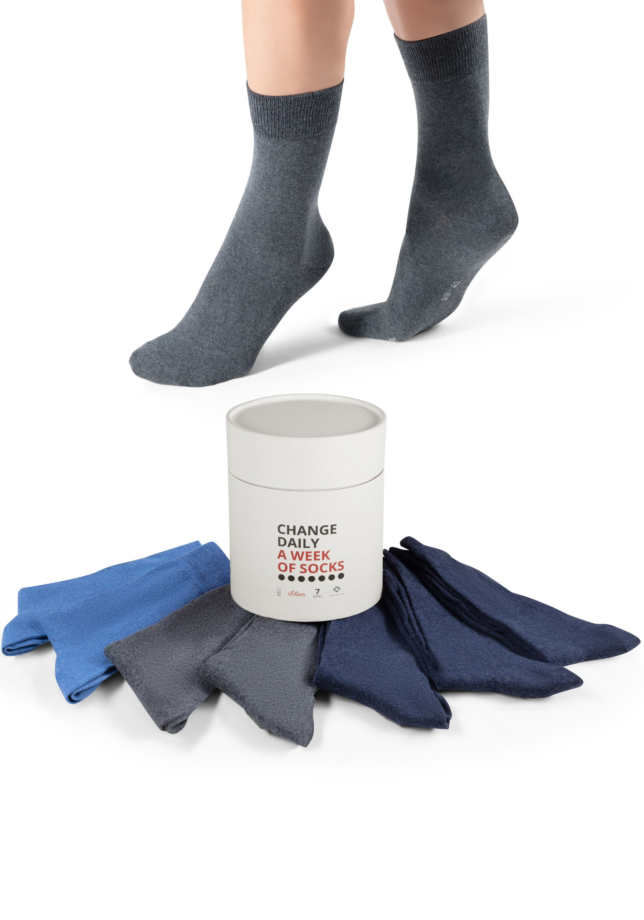 s.Oliver Sneakersocken »essentials«, (7 Paar), mit nahtlosem Zehenbereich