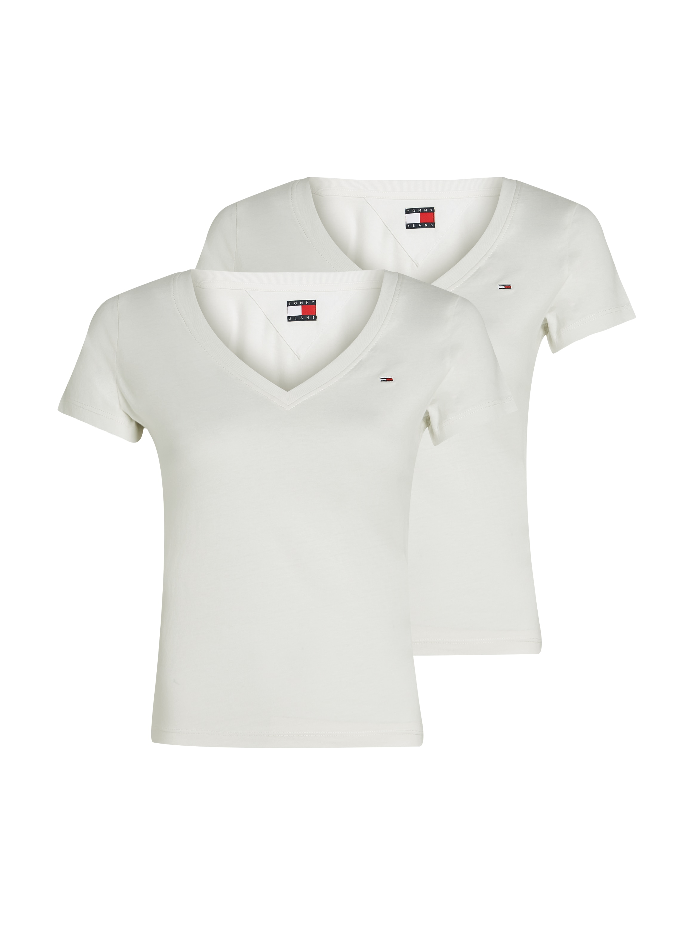 Tommy Jeans T-Shirt »TJW 2PACK V-NECK TEE«, (Packung, 2 tlg., 2-er Pack), mit Logostickerei