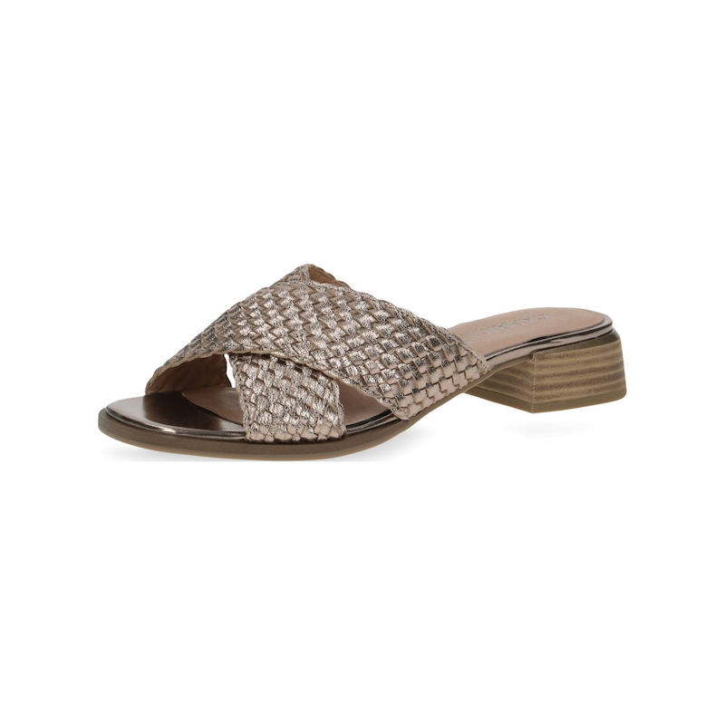 CAPRICE Pantolette »Pantoletten Leder« Taupe 39 39 Verschluss: Schlupfschuh