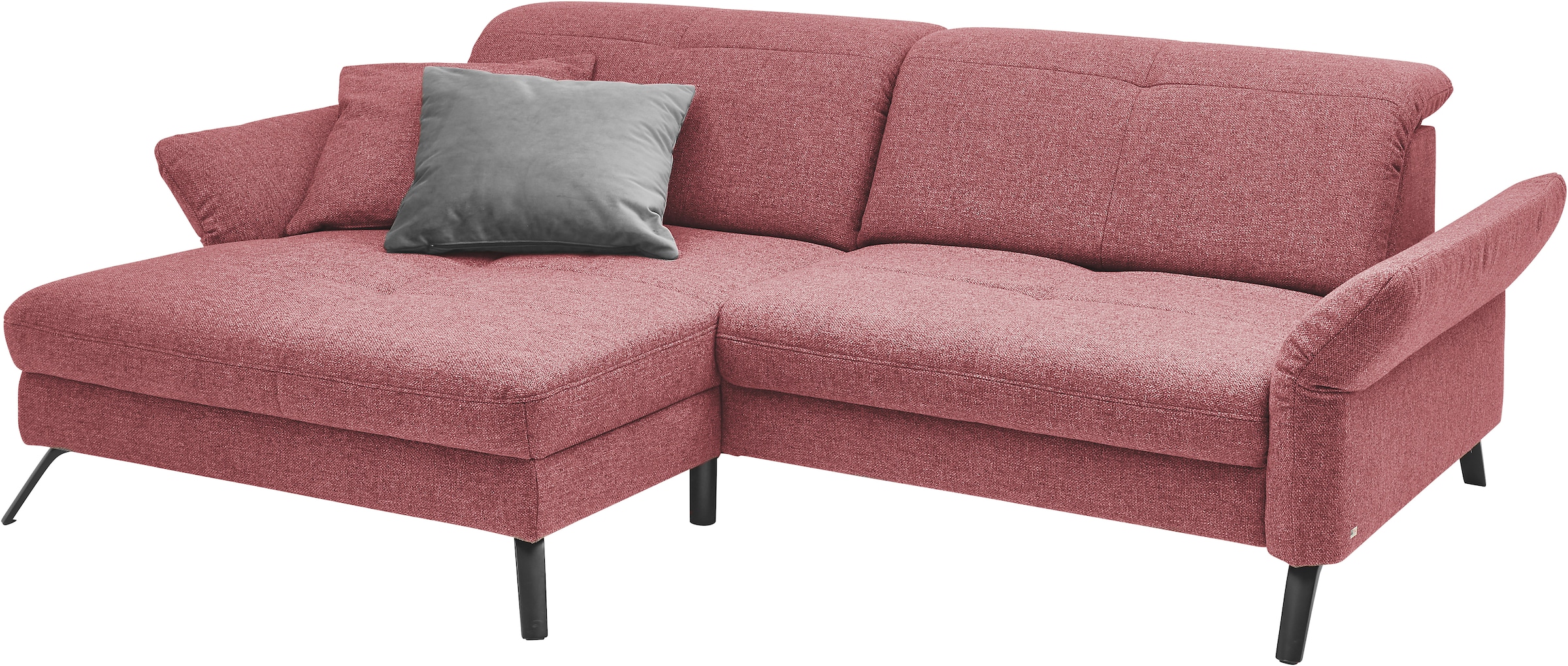 set one by Musterring Ecksofa »SO 4400 V«, wahlweise mit motorischer Bettfunktion & Kopfverstellung, Fuß schwarz