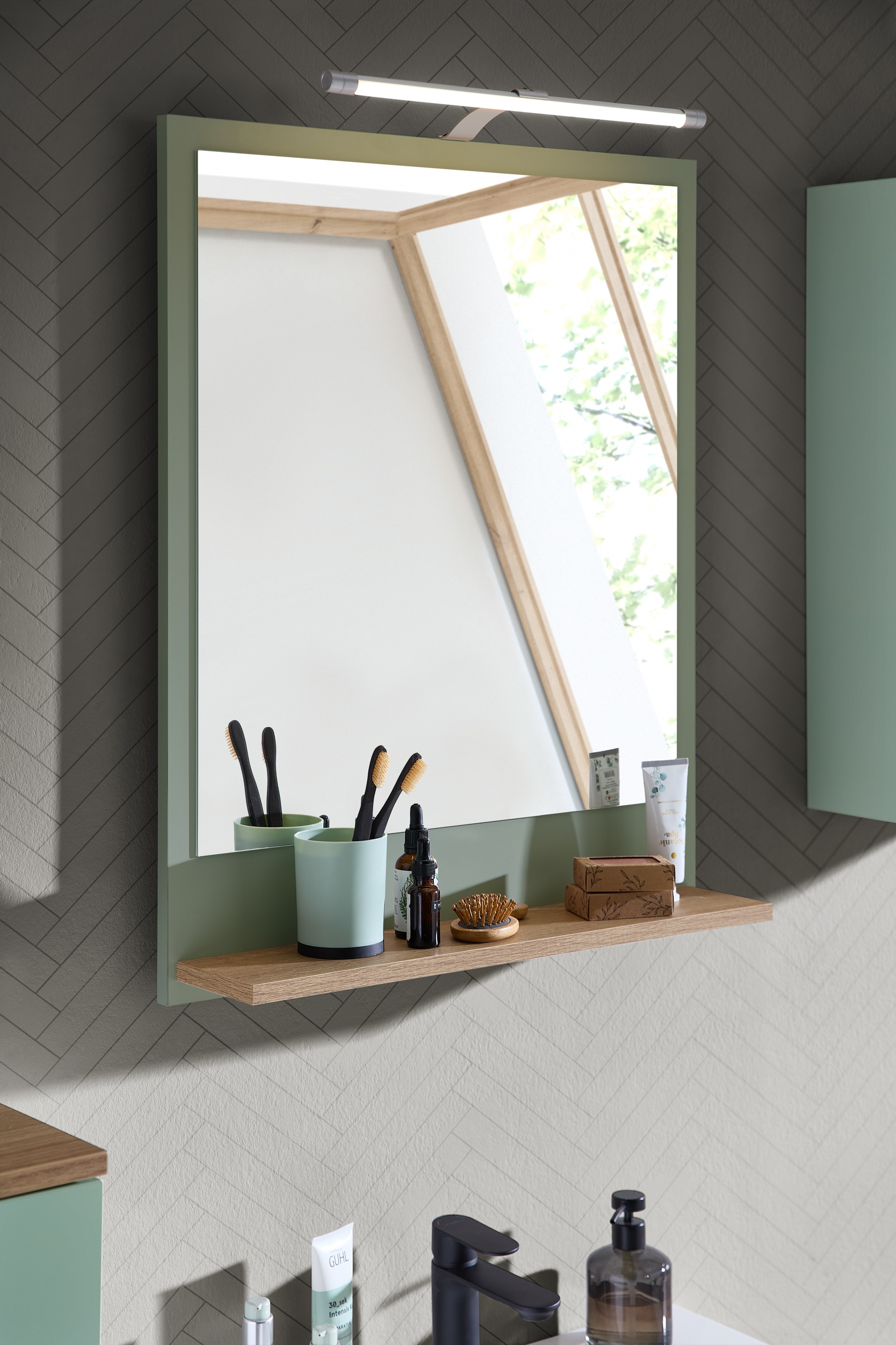 Saphir Badmöbel-Set »Quickset 500, Waschbeckenunterschrank mit Spiegel« 6 Stk. tlg.