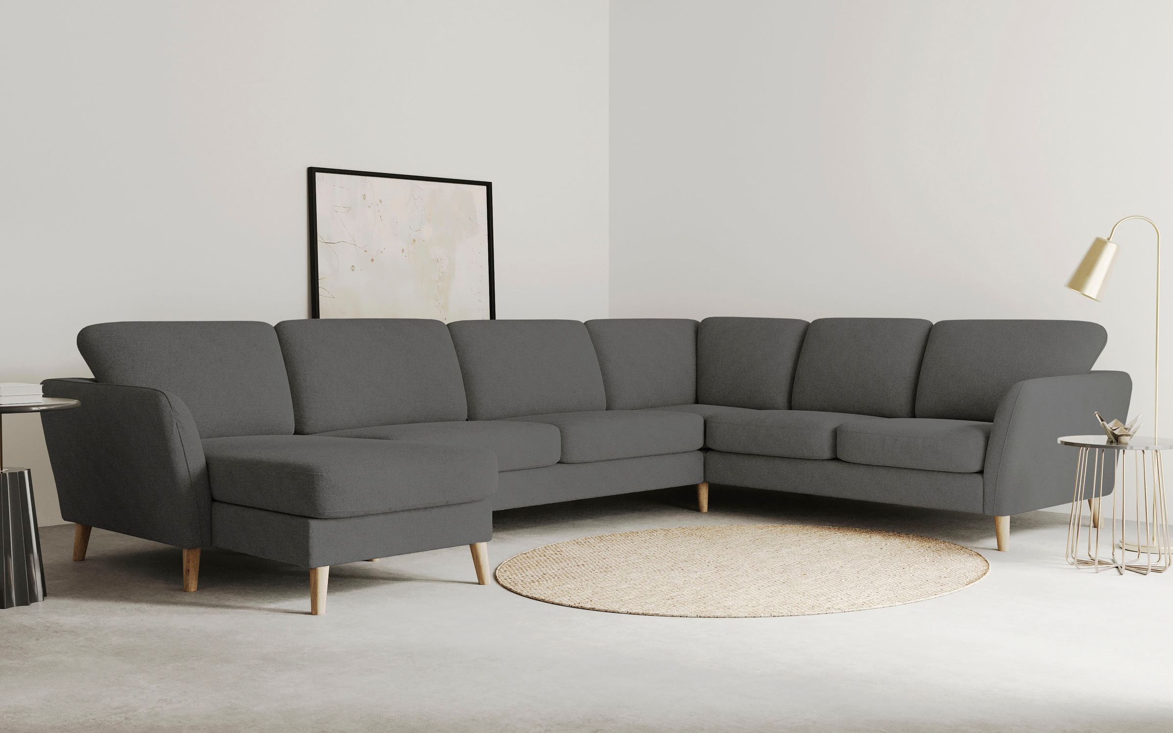 Home affaire Wohnlandschaft "MARSEILLE XXL 349cm, U-Form, Ottomane rechts/l günstig online kaufen