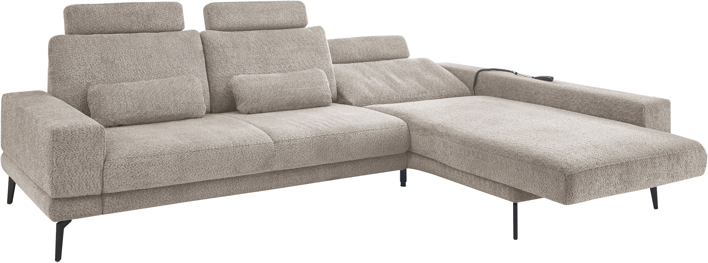 set one by Musterring Ecksofa »SO 3600, inkl motor. Sitztiefenverstellung, Kopfstützen, Nierenkissen«, Sitzhöhe 42 cm, Kaltschaum, Breite 293 x Tiefe 180 cm, Kama stone