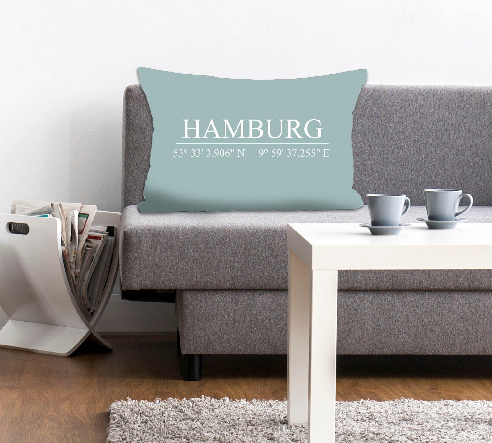 queence Dekokissen »Hamburg«, Kissenhülle,Hamburg Schriftzug,Koordinaten,St günstig online kaufen