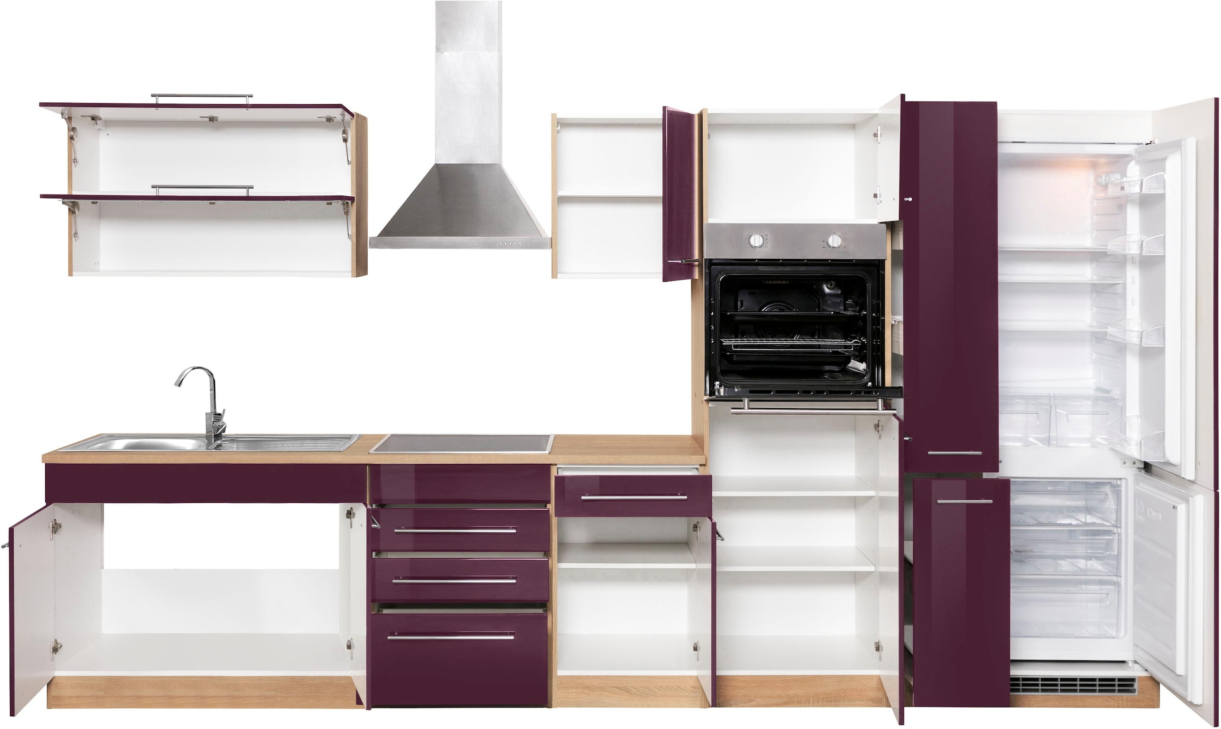 KOCHSTATION Küchenzeile »KS-Eton«, mit E-Geräten, Breite 360 cm