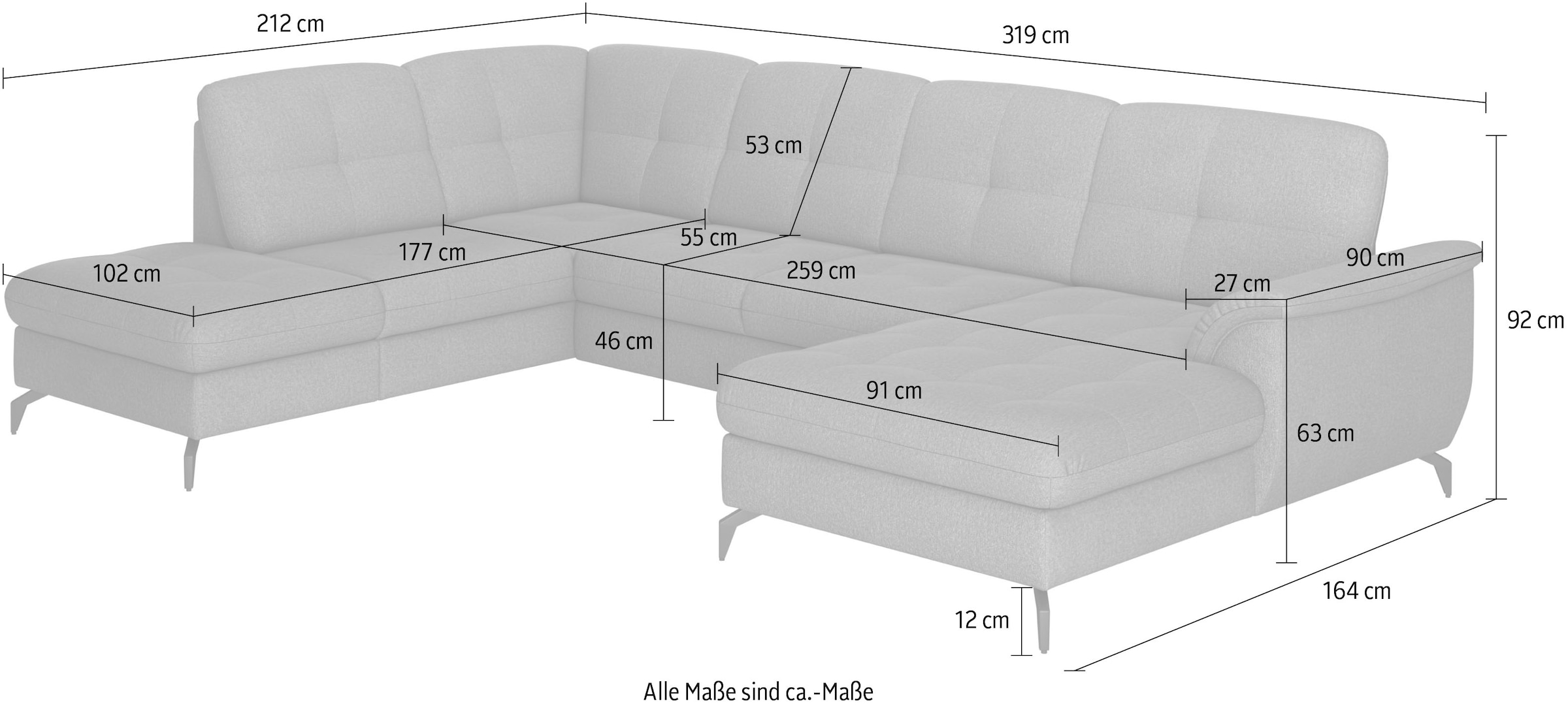 sit&more Wohnlandschaft »Zora U-Form«, wahlweise mit Bettfunktion und Bettkasten